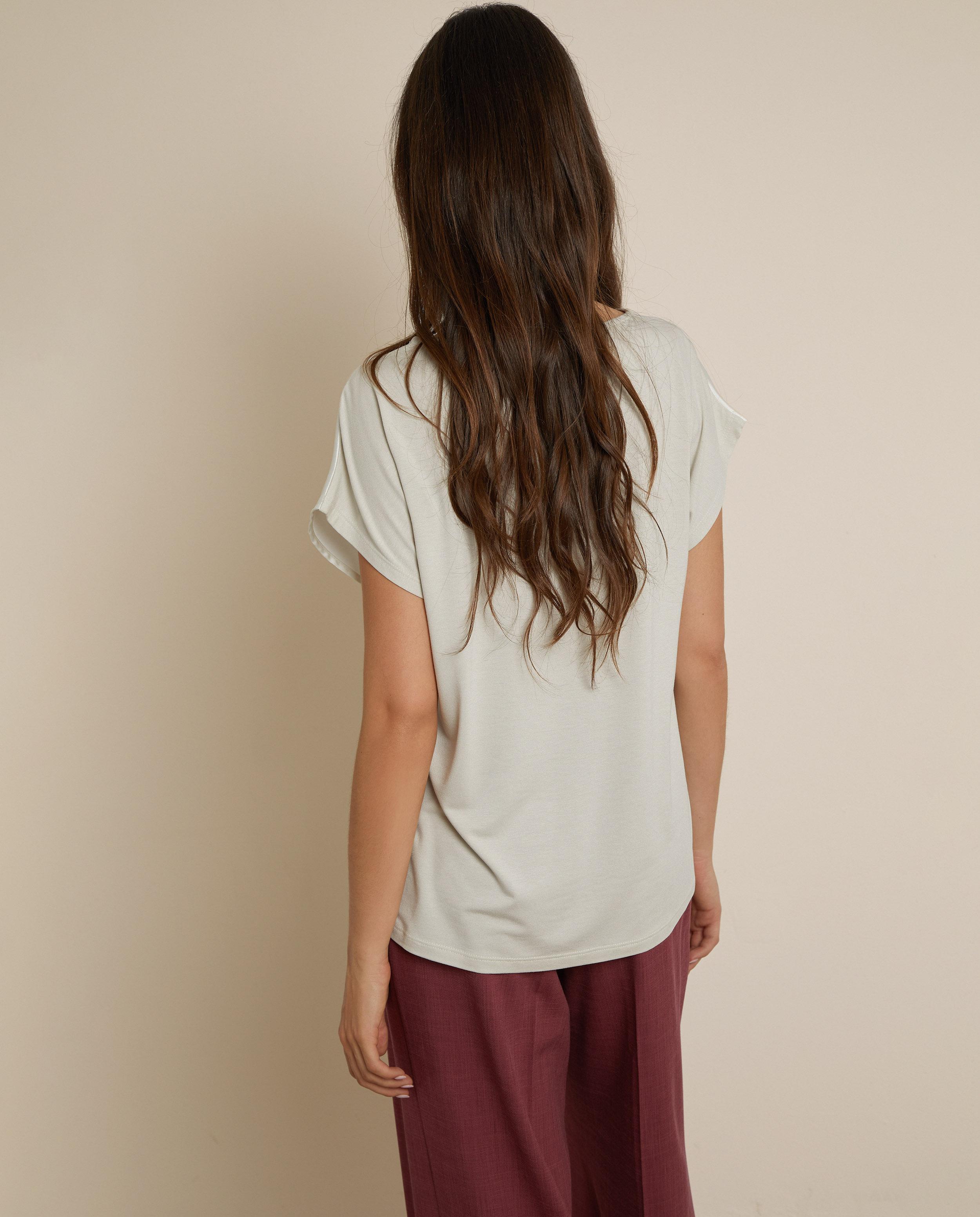 Camiseta de mujer satinada con estampado - Trucco - Blanco Blanco-2