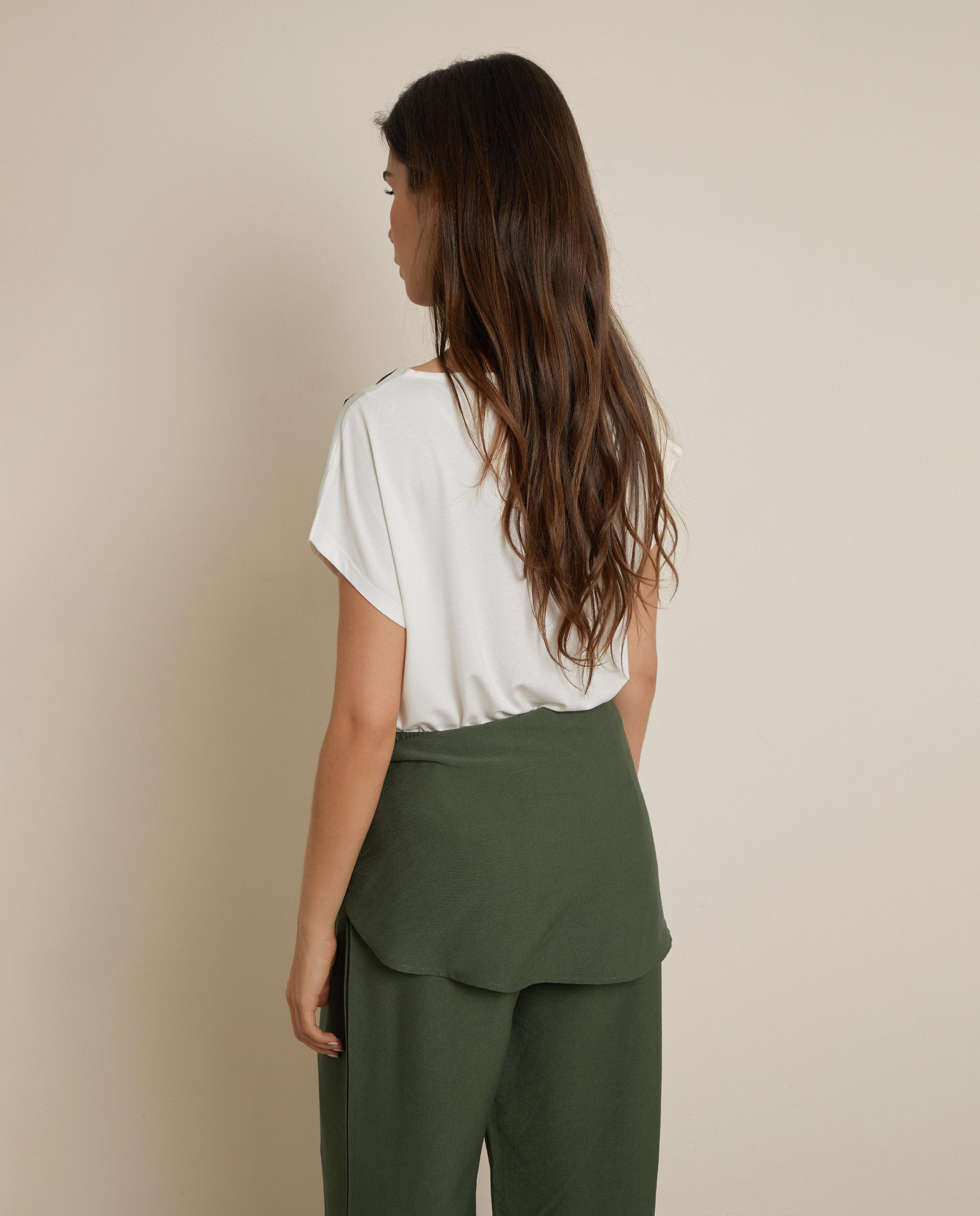 Camiseta de mujer satinada con estampado - Trucco - Blanco / Verde Blanco / Verde-3