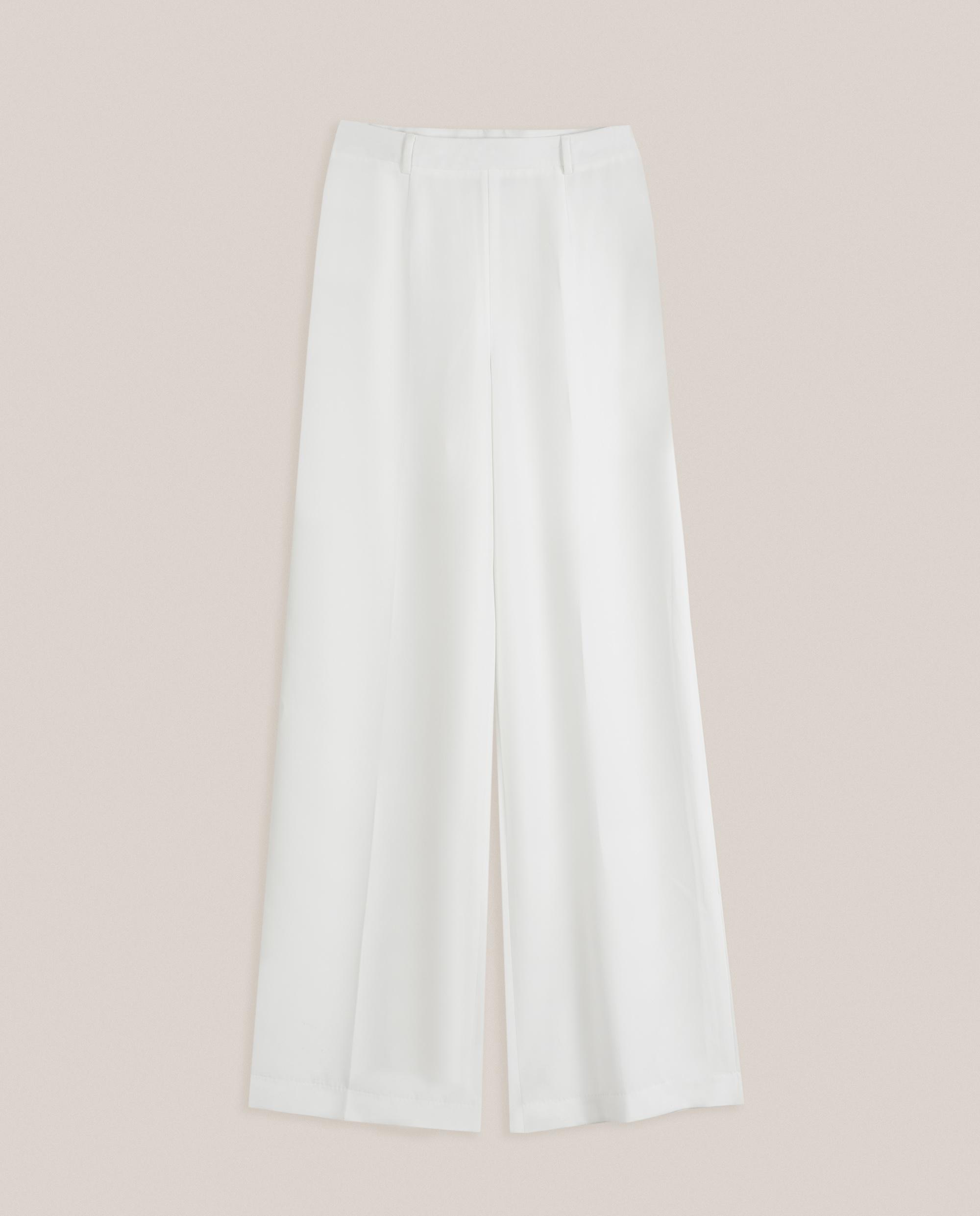 Pantalón de vestir de mujer fluído con cremallera lateral - Trucco - Blanco Blanco-4