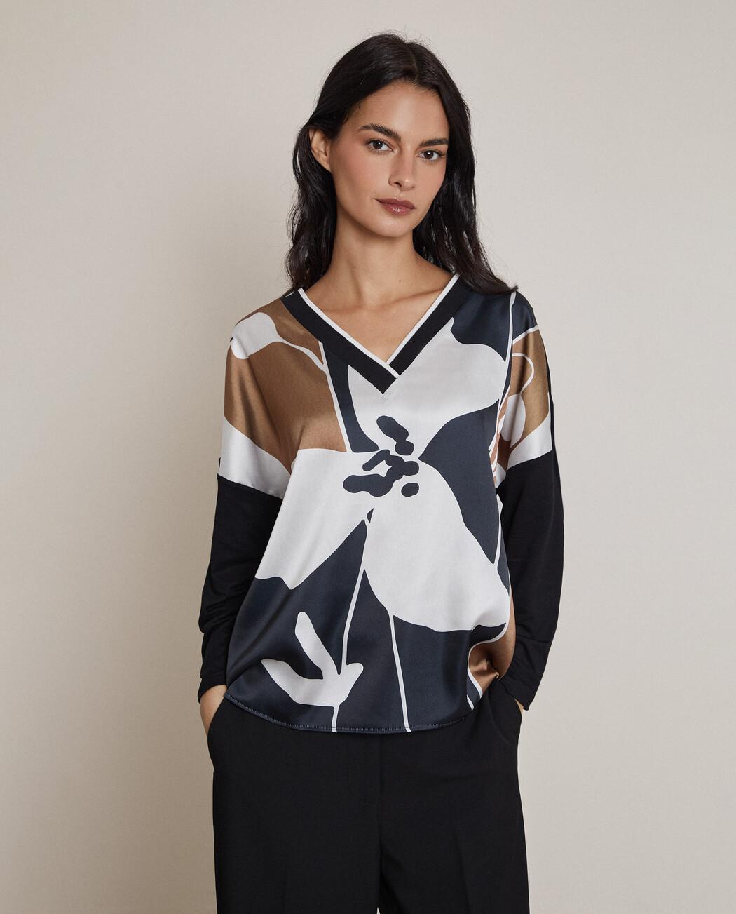 Trucco - Camiseta de mujer estampada con cuello pico.