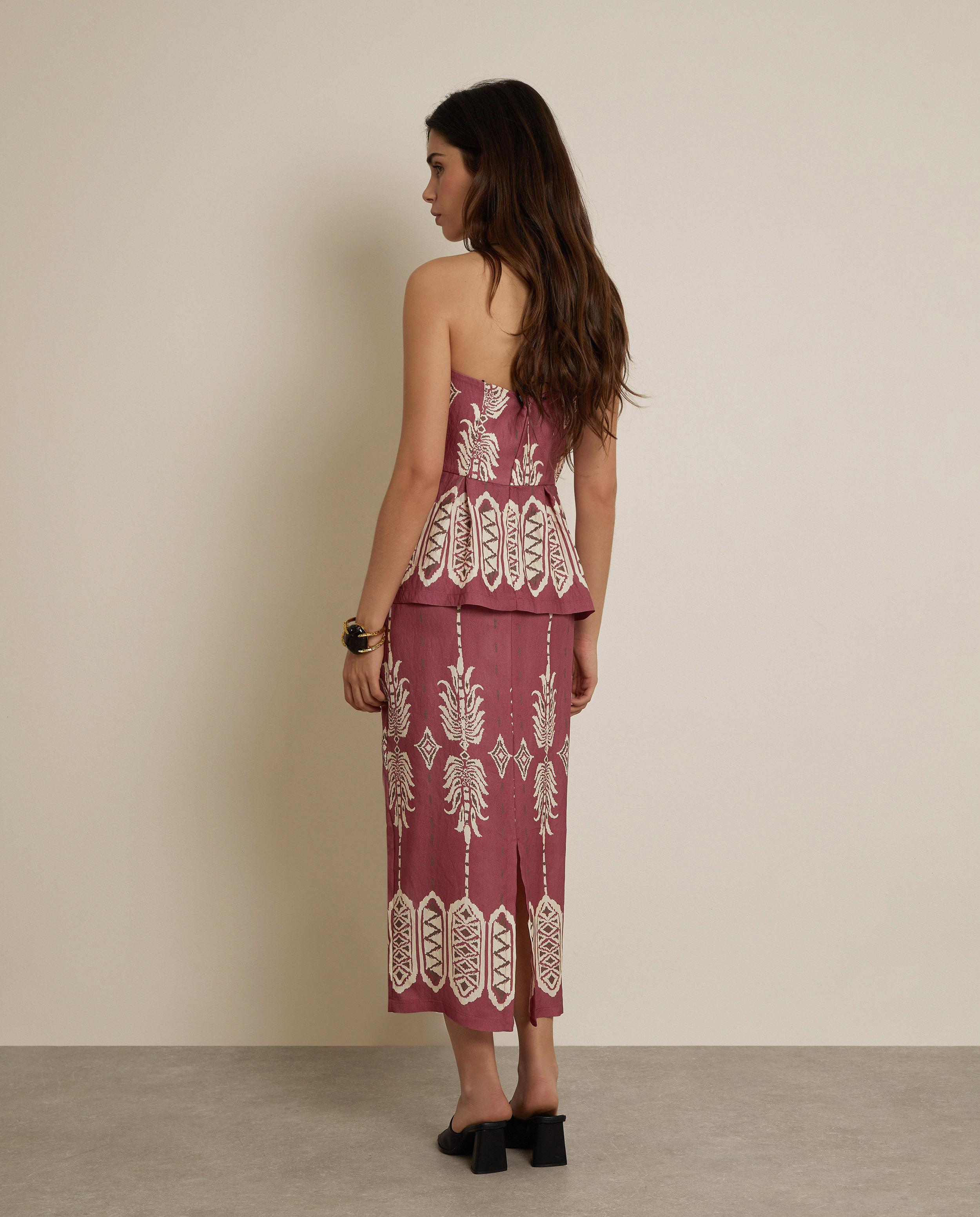 Falda midi de corte recto estampada - Trucco - Marsala Marsala-2