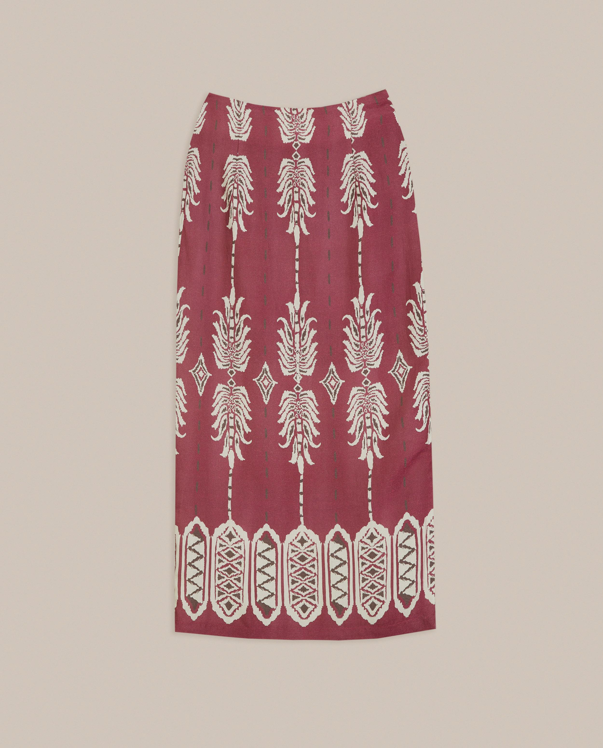 Falda midi de corte recto estampada - Trucco - Marsala Marsala-4