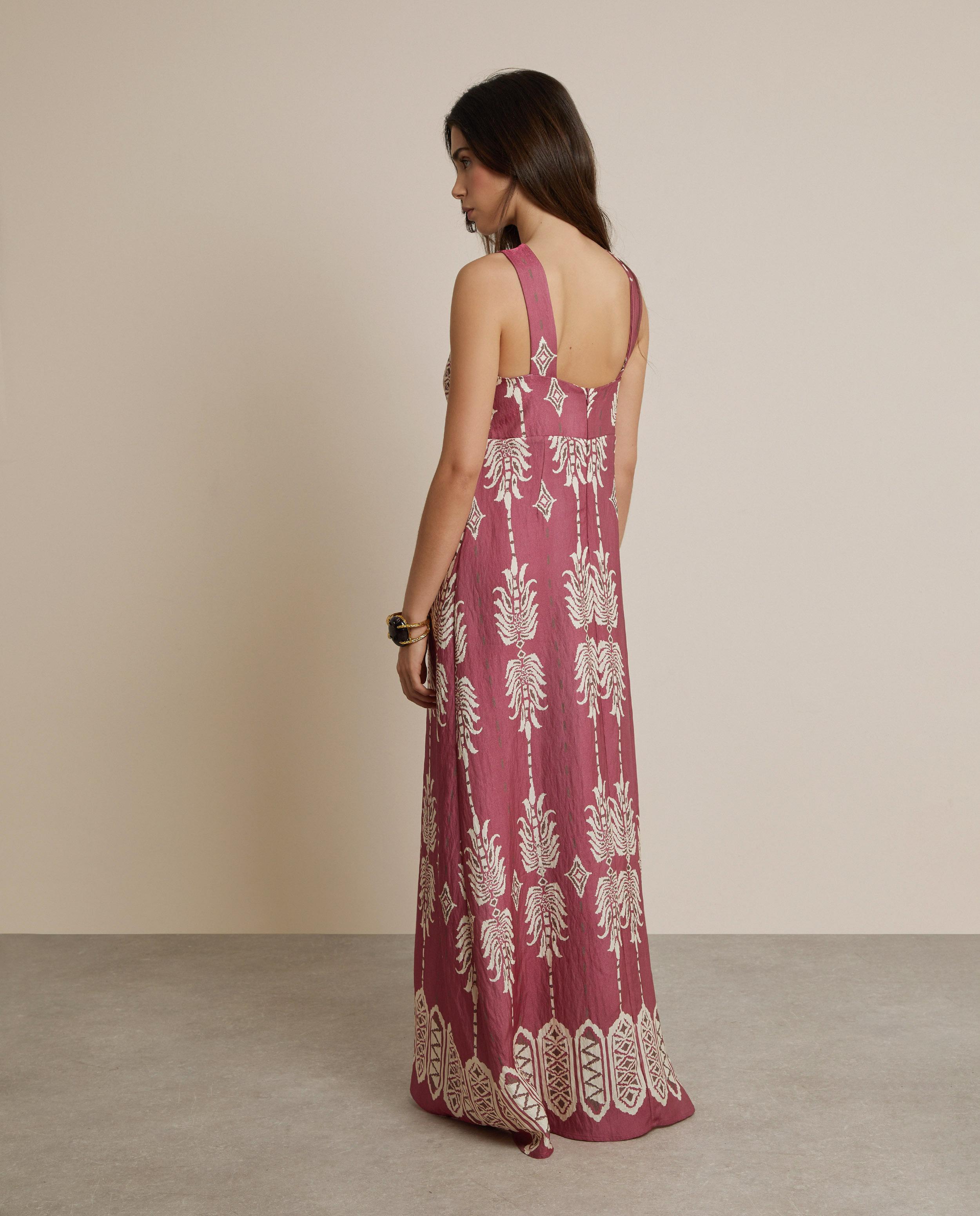 Imagen 2 de Vestido largo con estampado étnico y cuello halter - Trucco - Marsala Marsala