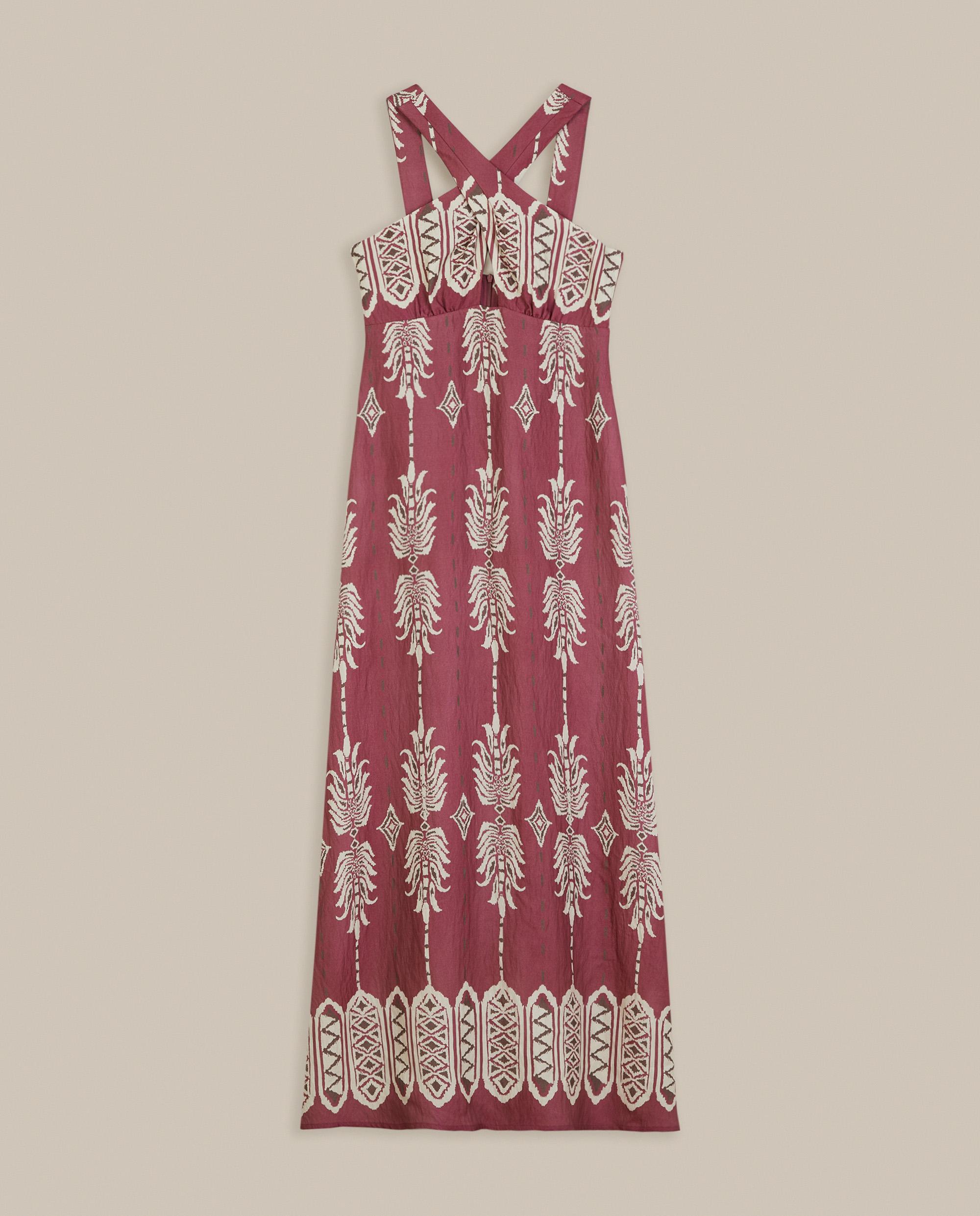 Imagen 4 de Vestido largo con estampado étnico y cuello halter - Trucco - Marsala Marsala