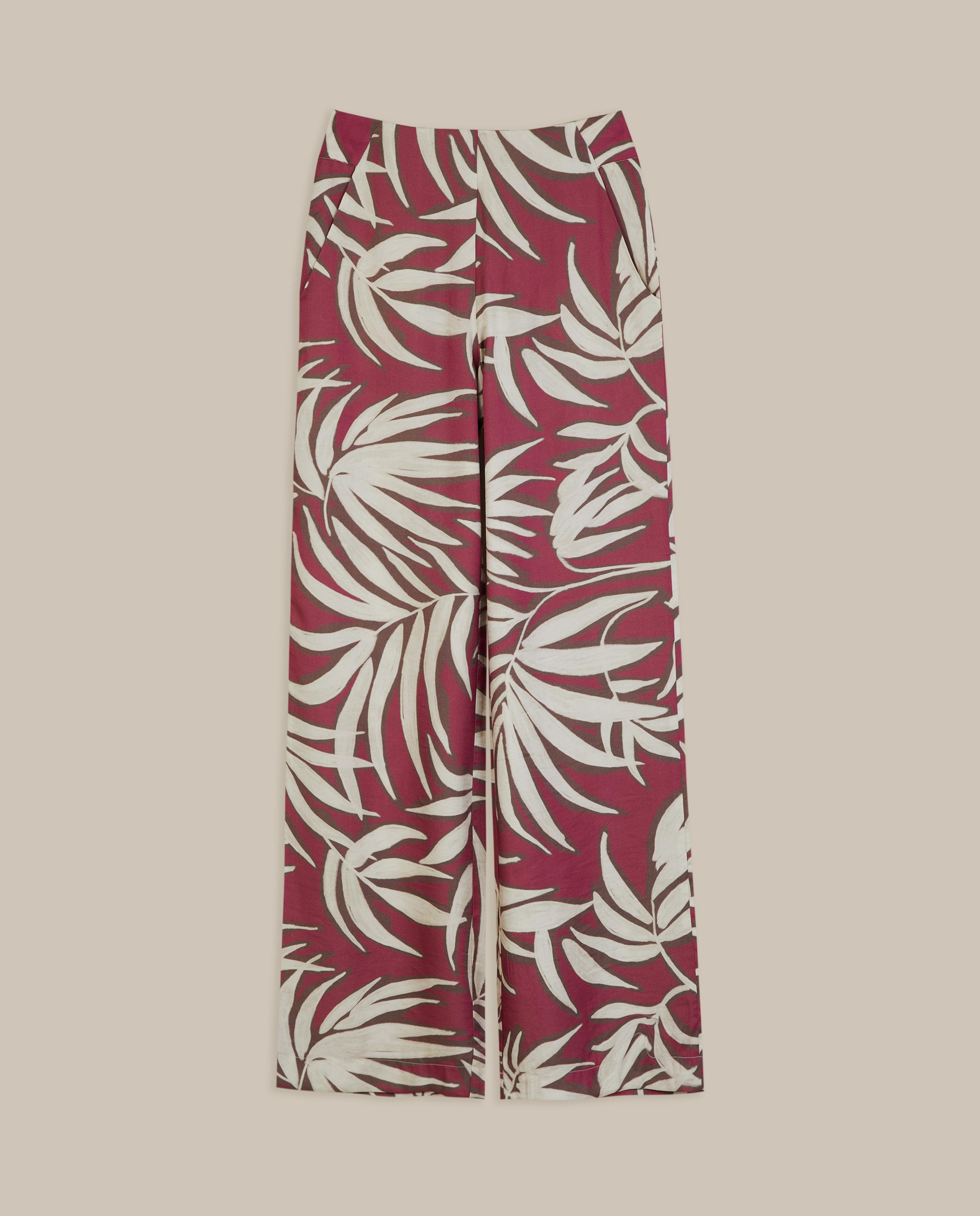 Pantalón ancho de mujer estampado con bolsillos laterales - Trucco - Rosa Rosa-4
