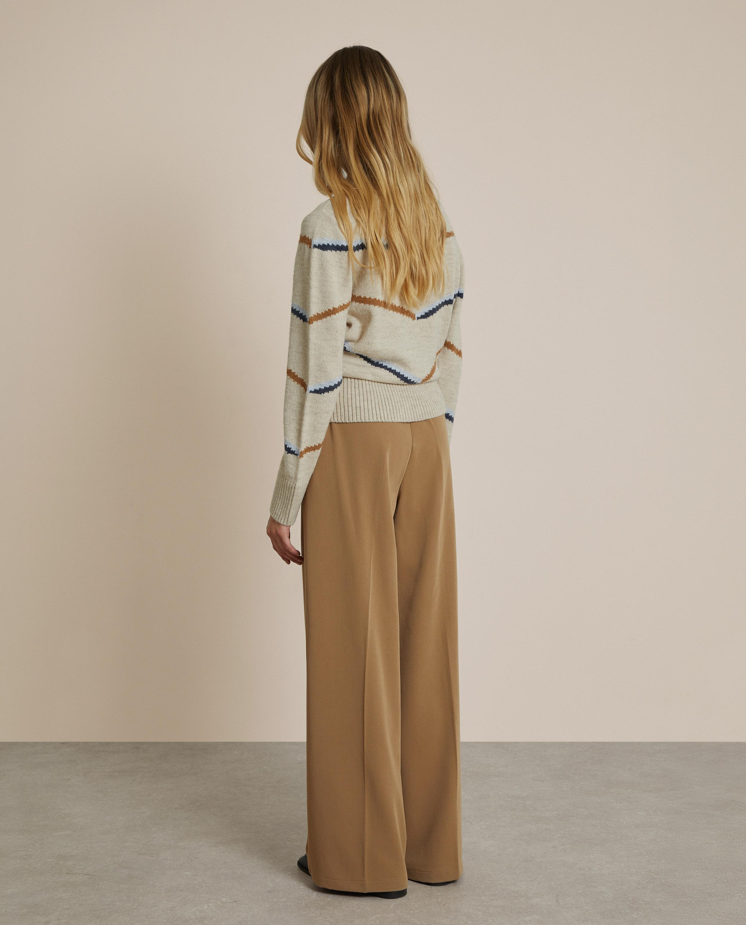Pantalón ancho de mujer con pinzas de tiro alto - Trucco - Camel Camel-2