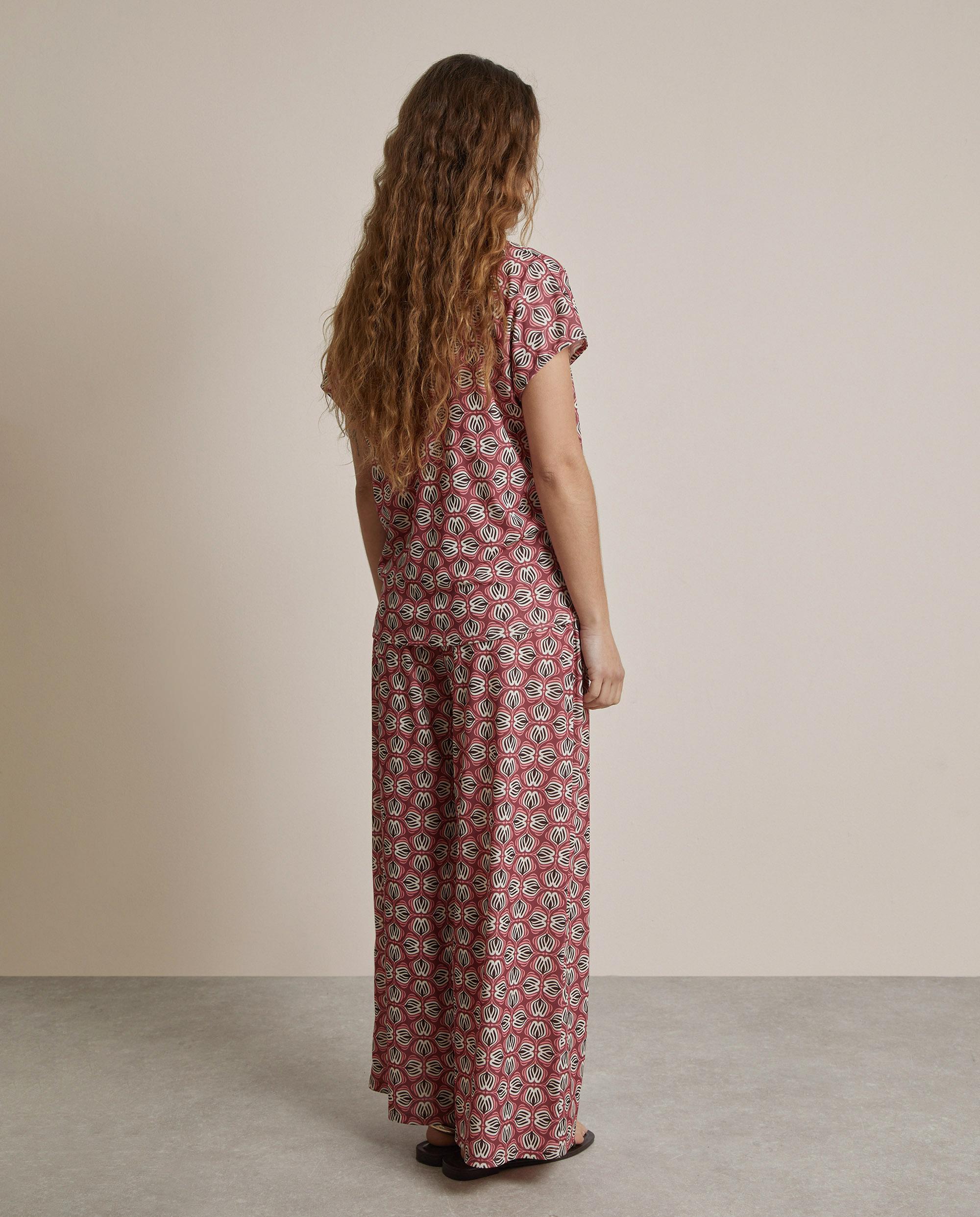 Pantalón ancho de mujer estampado con abertura lateral en el bajo - Trucco - Rosa / Negro Rosa / Negro-3