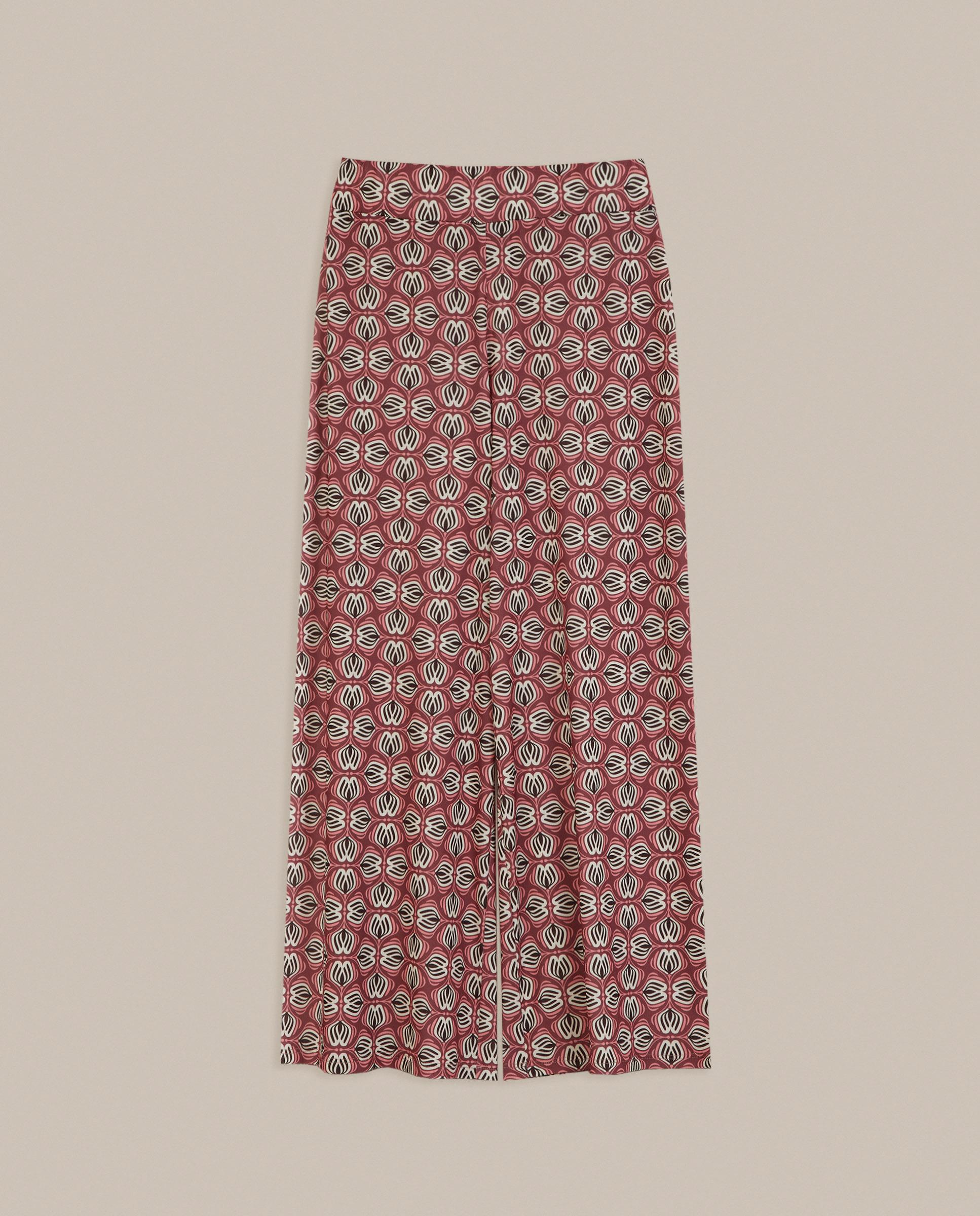 Pantalón ancho de mujer estampado con abertura lateral en el bajo - Trucco - Rosa / Negro Rosa / Negro-4