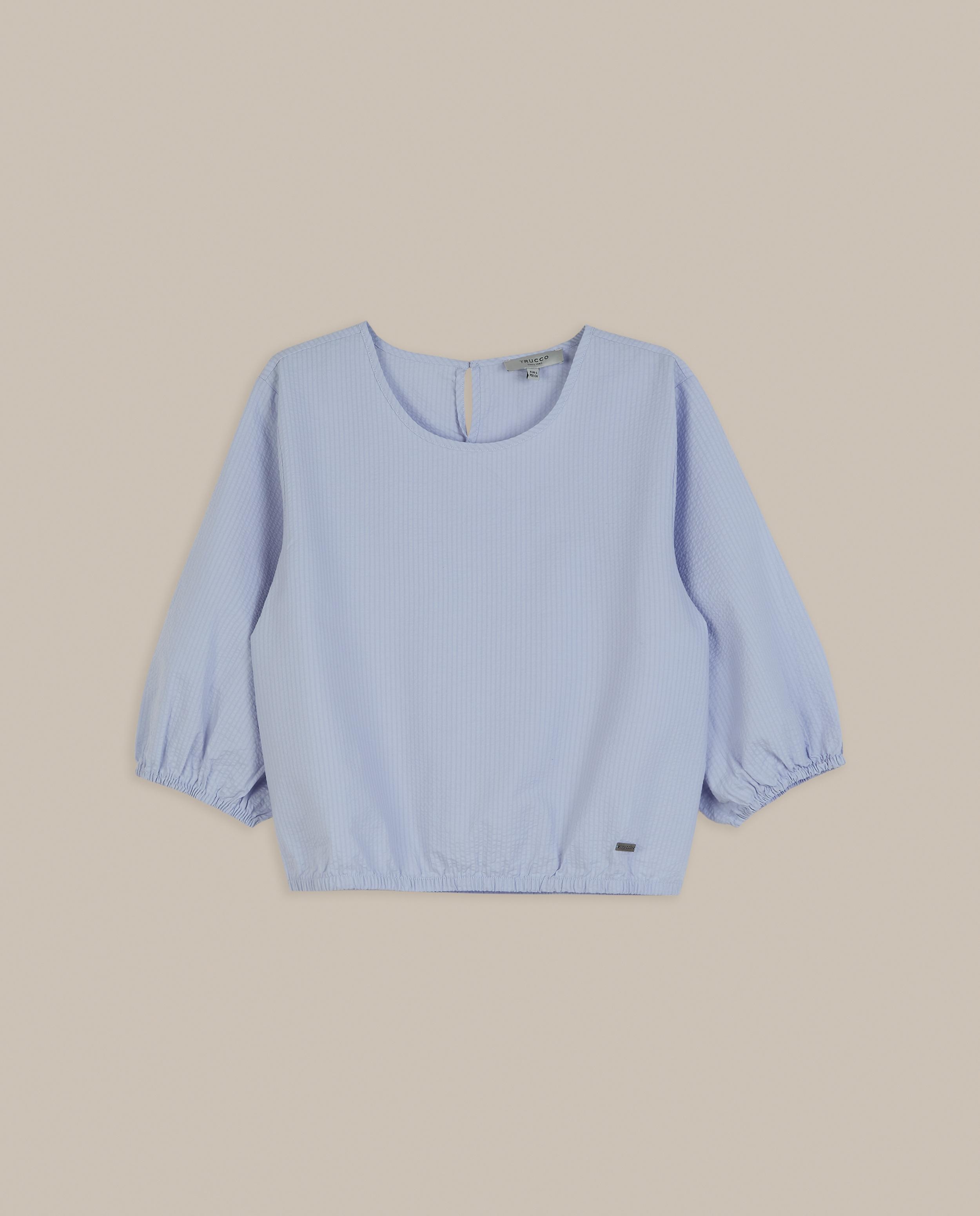 Blusa de mujer rústica con cuello redondo - Trucco - Azul claro Azul claro-4