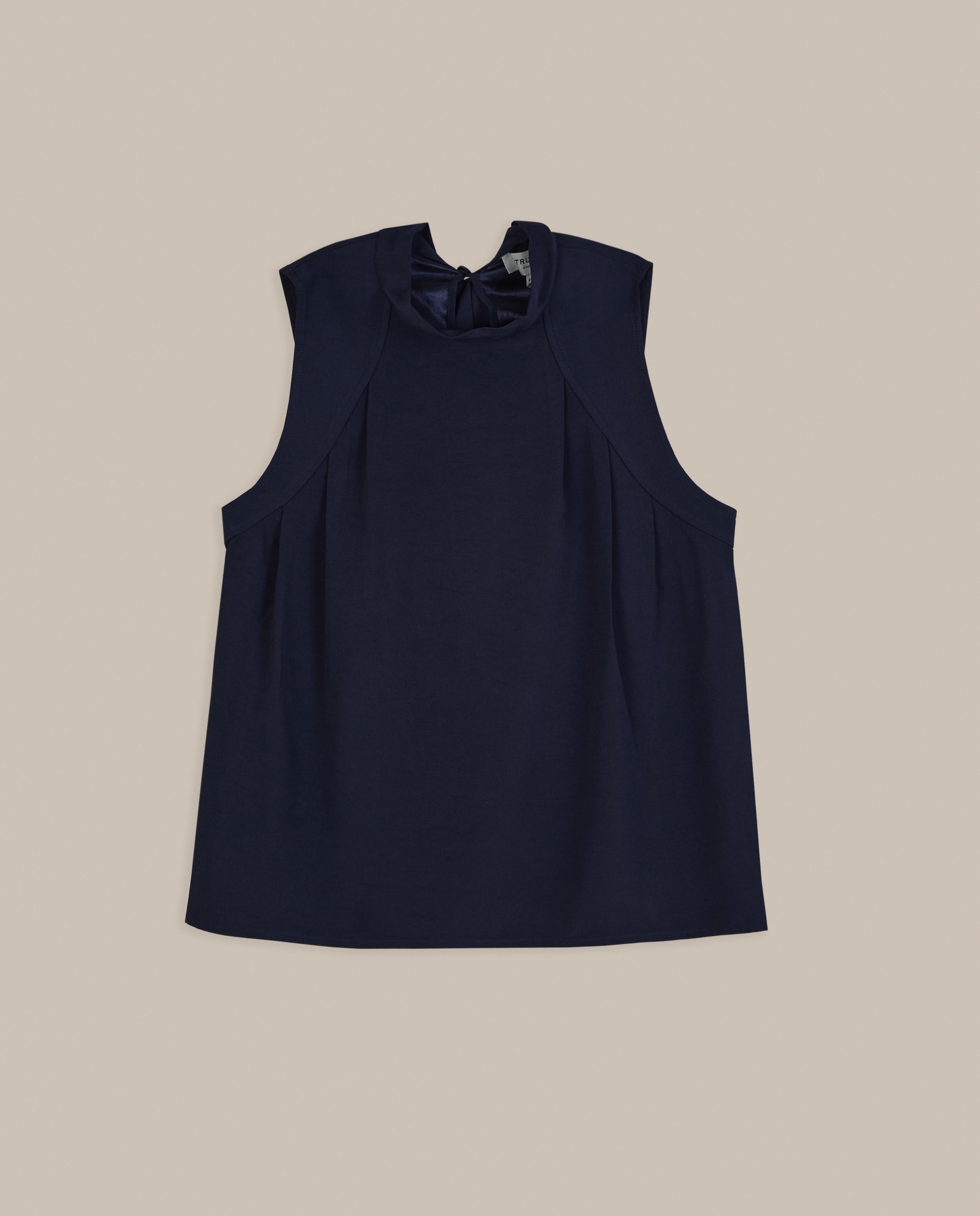 Top de mujer con cuello perkins y lazada en la espalda - Trucco - Azul marino Azul marino-4