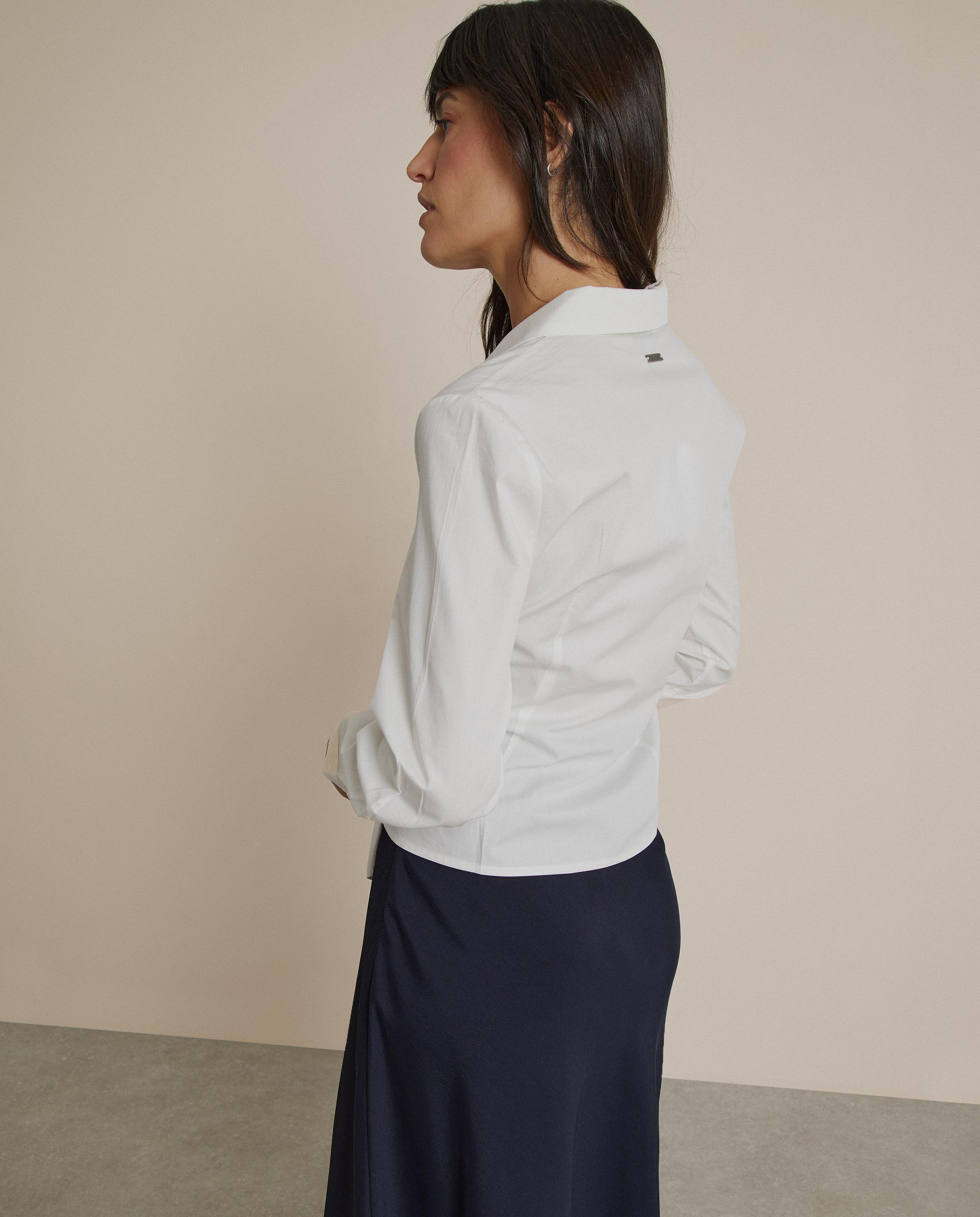 Camisa de mujer 100% algodón con escote cruzado - Trucco - Blanco Blanco-2