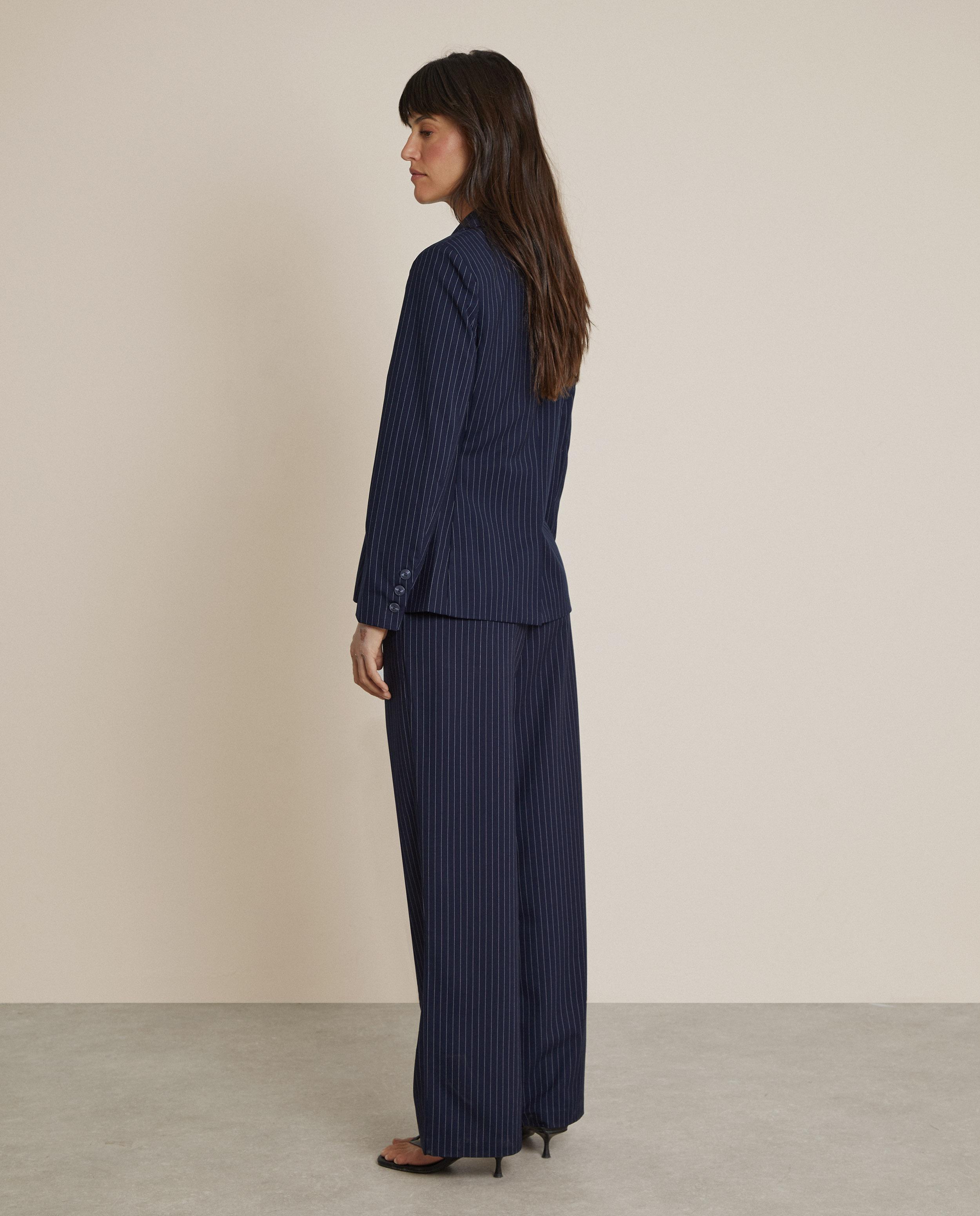 Blazer de mujer con doble botonadura de raya diplomática - Trucco - Azul marino Azul marino-3