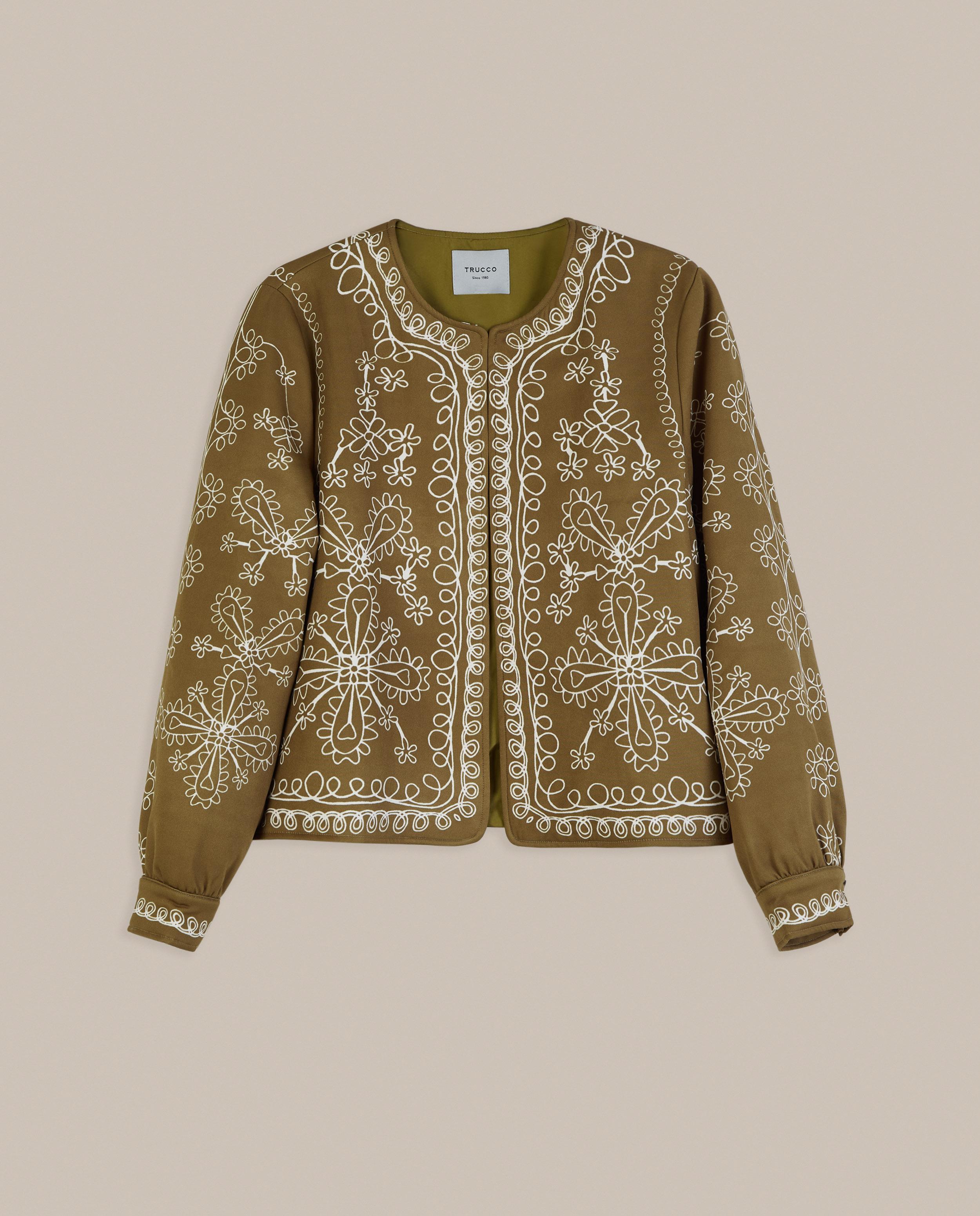 Chaqueta de mujer corta con bordados florales - Trucco - Canela Canela-4