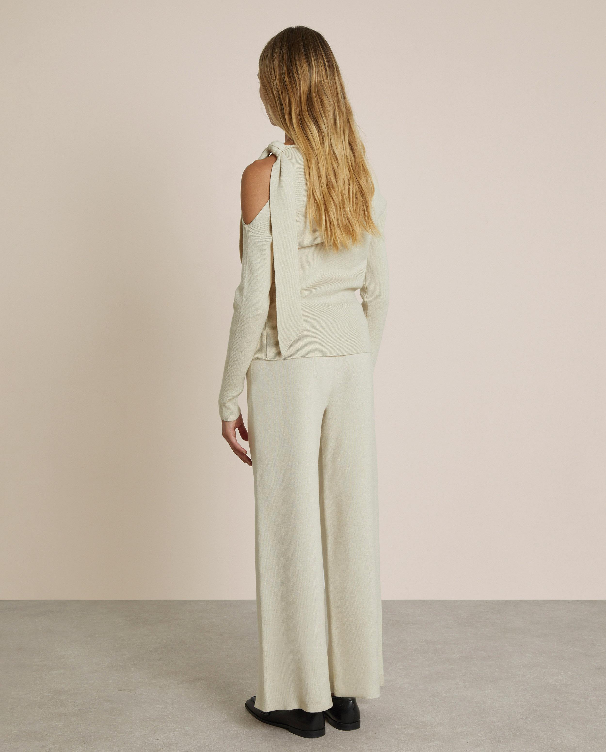 Pantalón de punto de mujer de corte recto - Trucco - Crema Crema-3