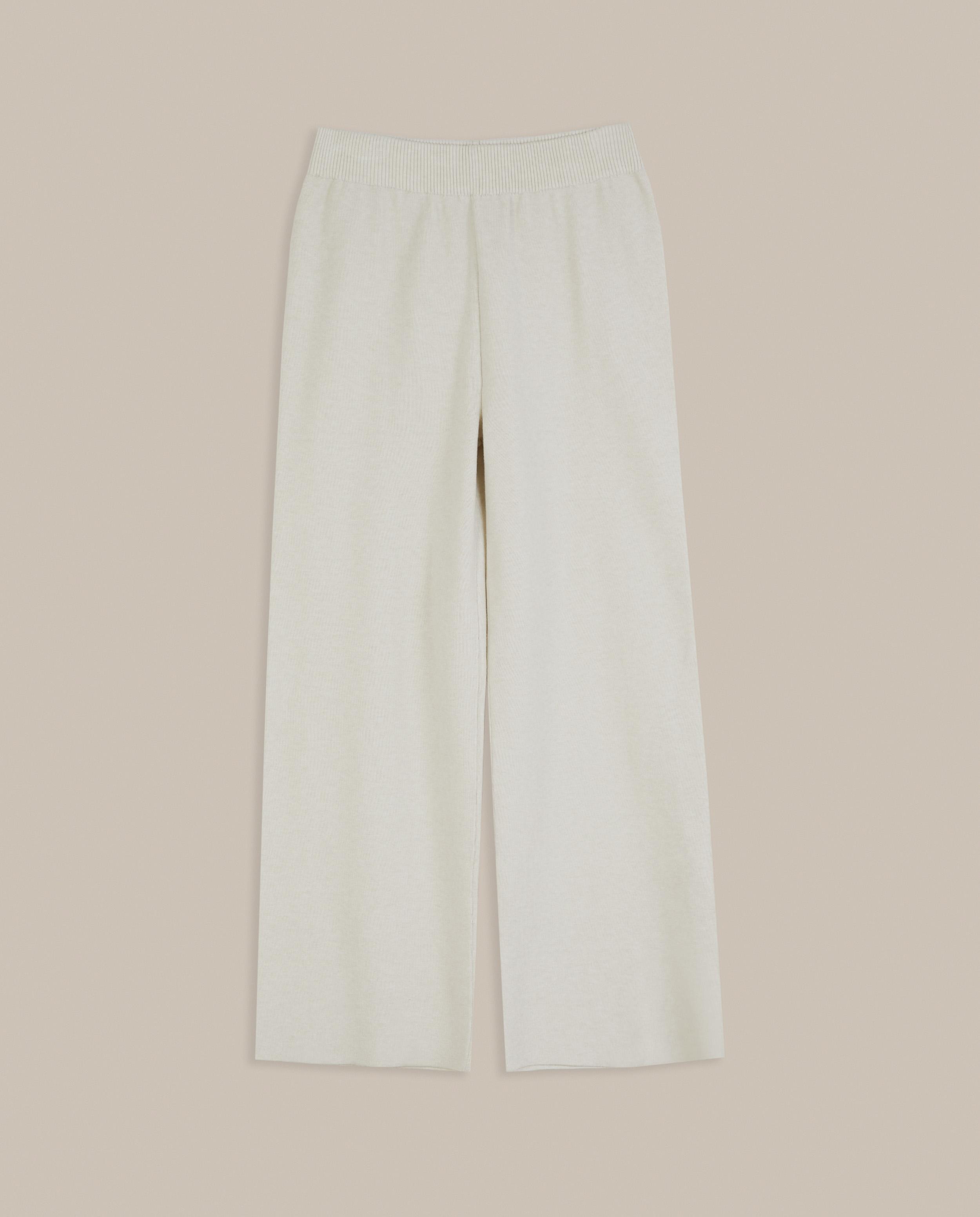 Pantalón de punto de mujer de corte recto - Trucco - Crema Crema-4
