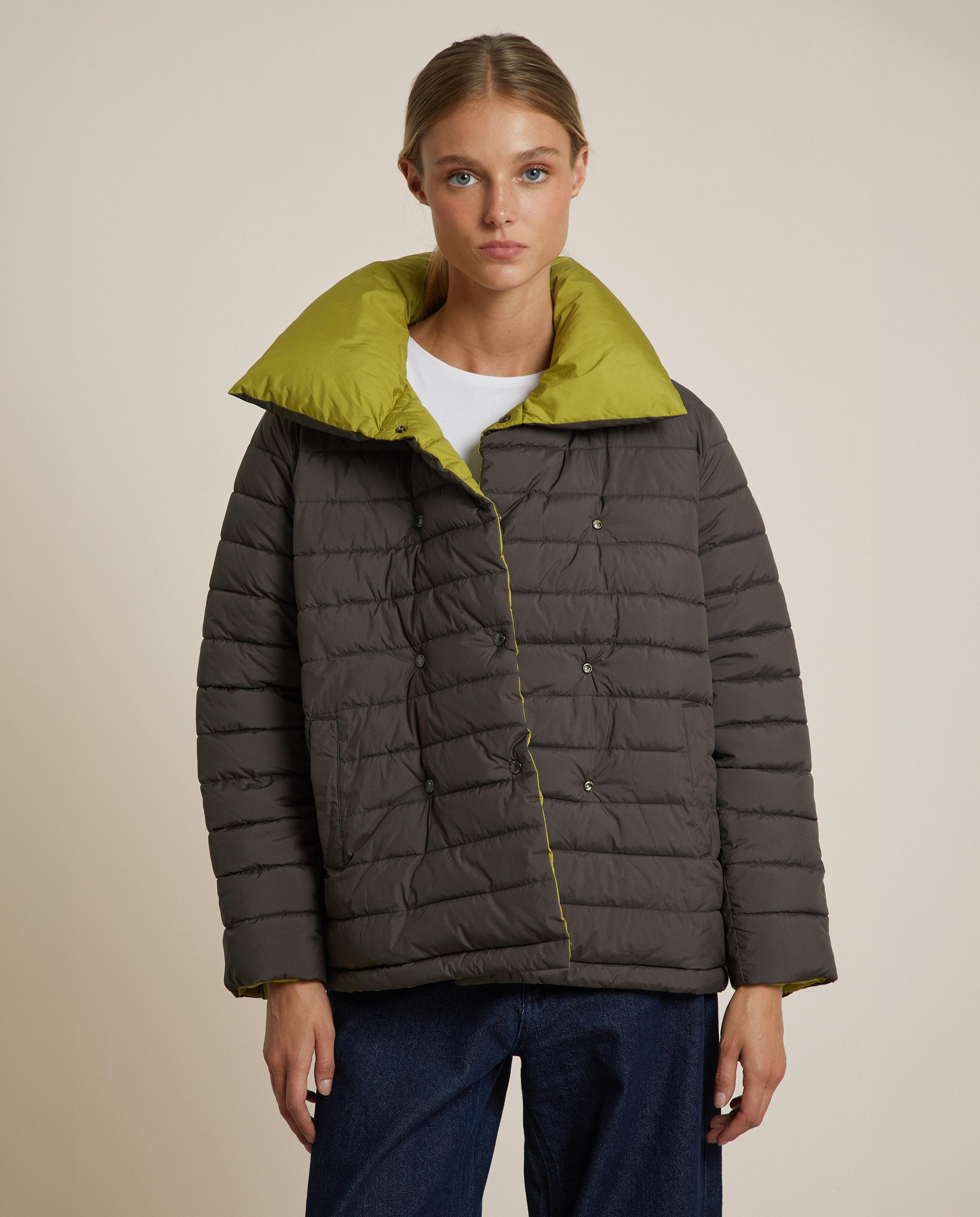 Abrigo acolchado de mujer reversible - Trucco - Verde-Marrón Verde-Marrón-3