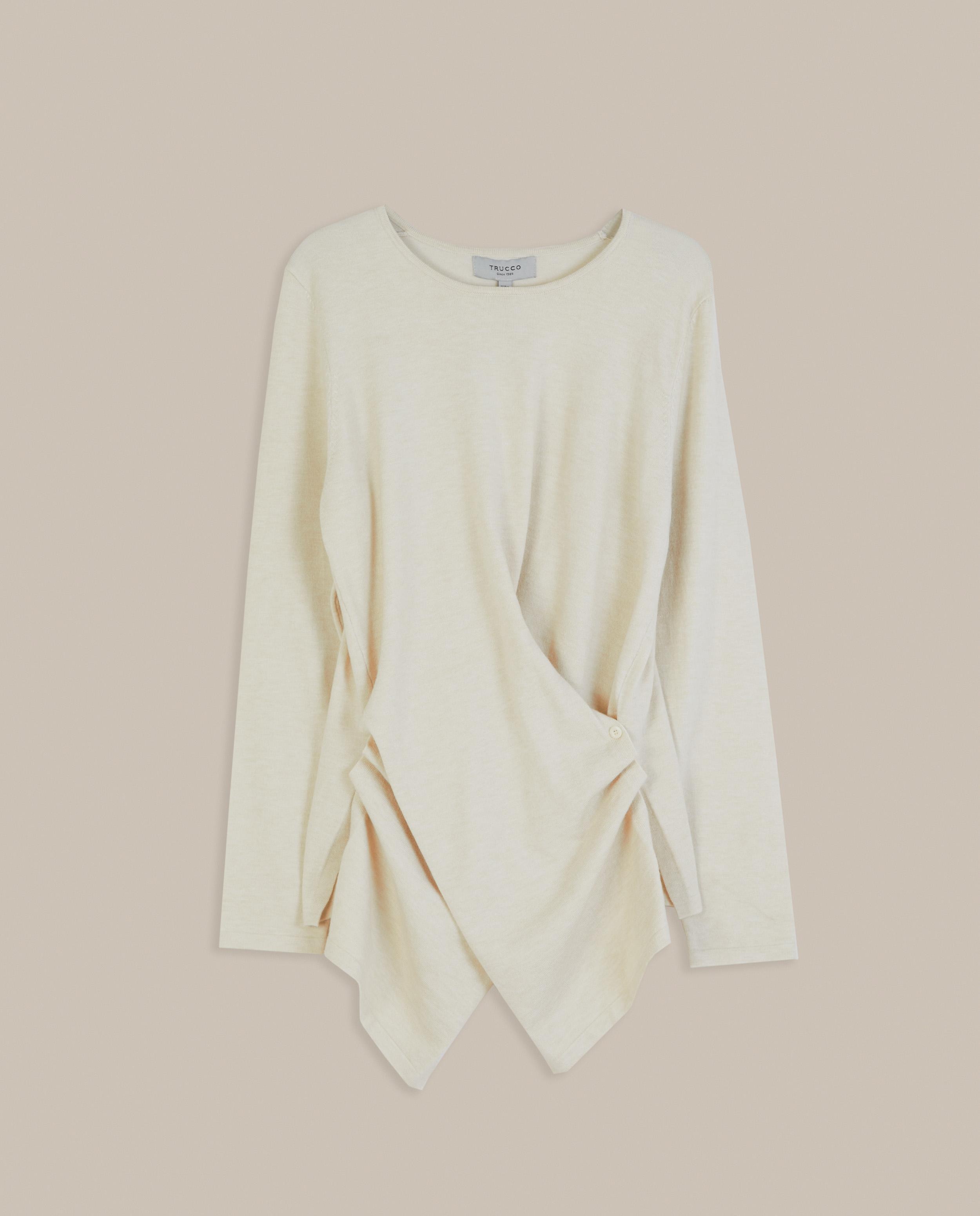 Jersey de mujer de punto fino con bajo asimétrico - Trucco - Beige Beige-4