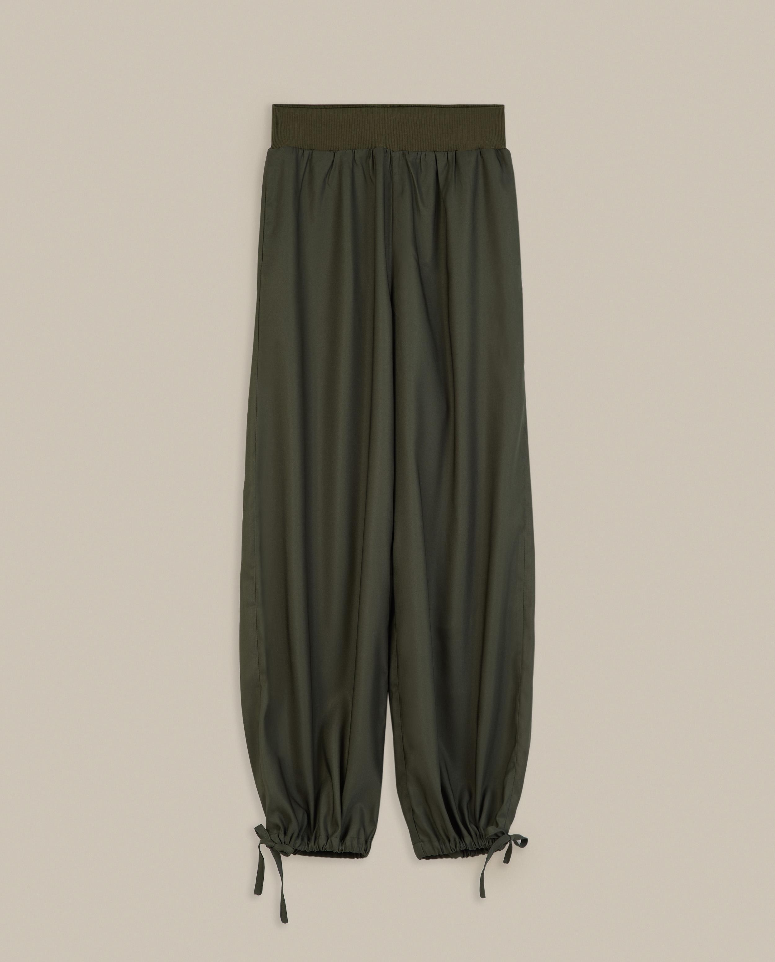 Pantalón ancho de mujer estilo bombacho satinado - Trucco - Verde cadete Verde cadete-4