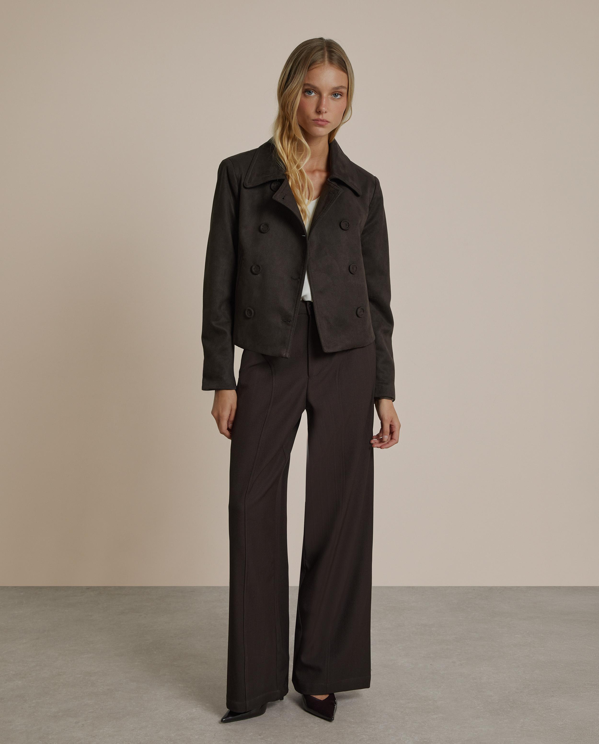 Imagen 0 de Pantalón ancho de mujer con costura central Marrón chocolate