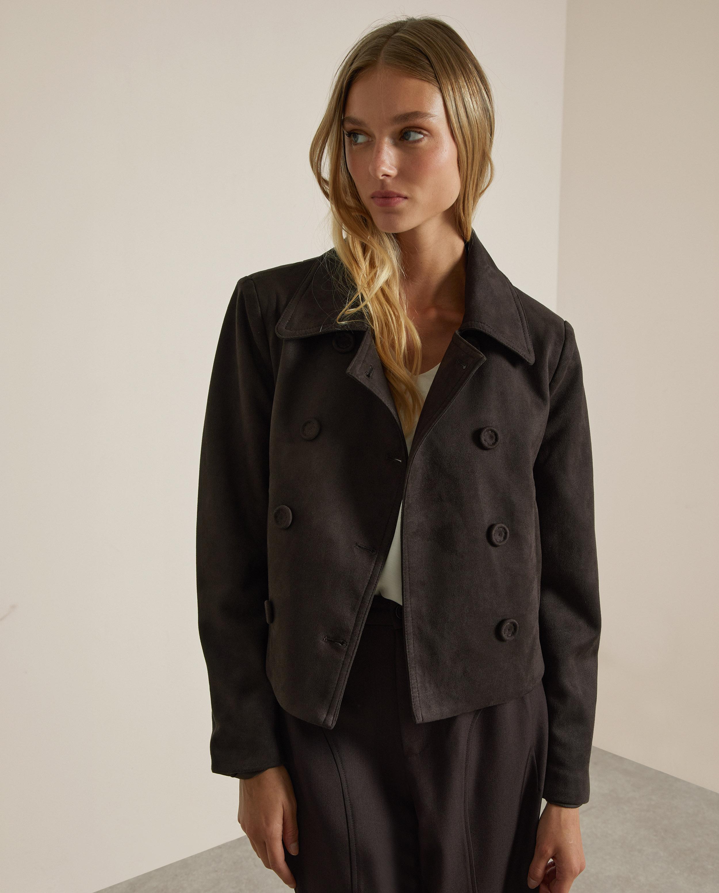 Imagen 0 de Chaqueta de mujer efecto ante cruzada Marrón chocolate