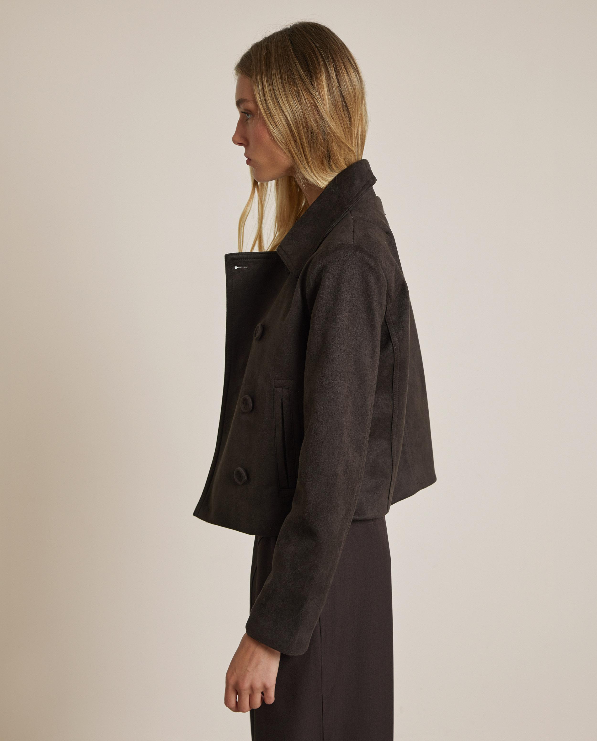 Chaqueta de mujer efecto ante cruzada - Trucco - Marrón chocolate Marrón chocolate-2