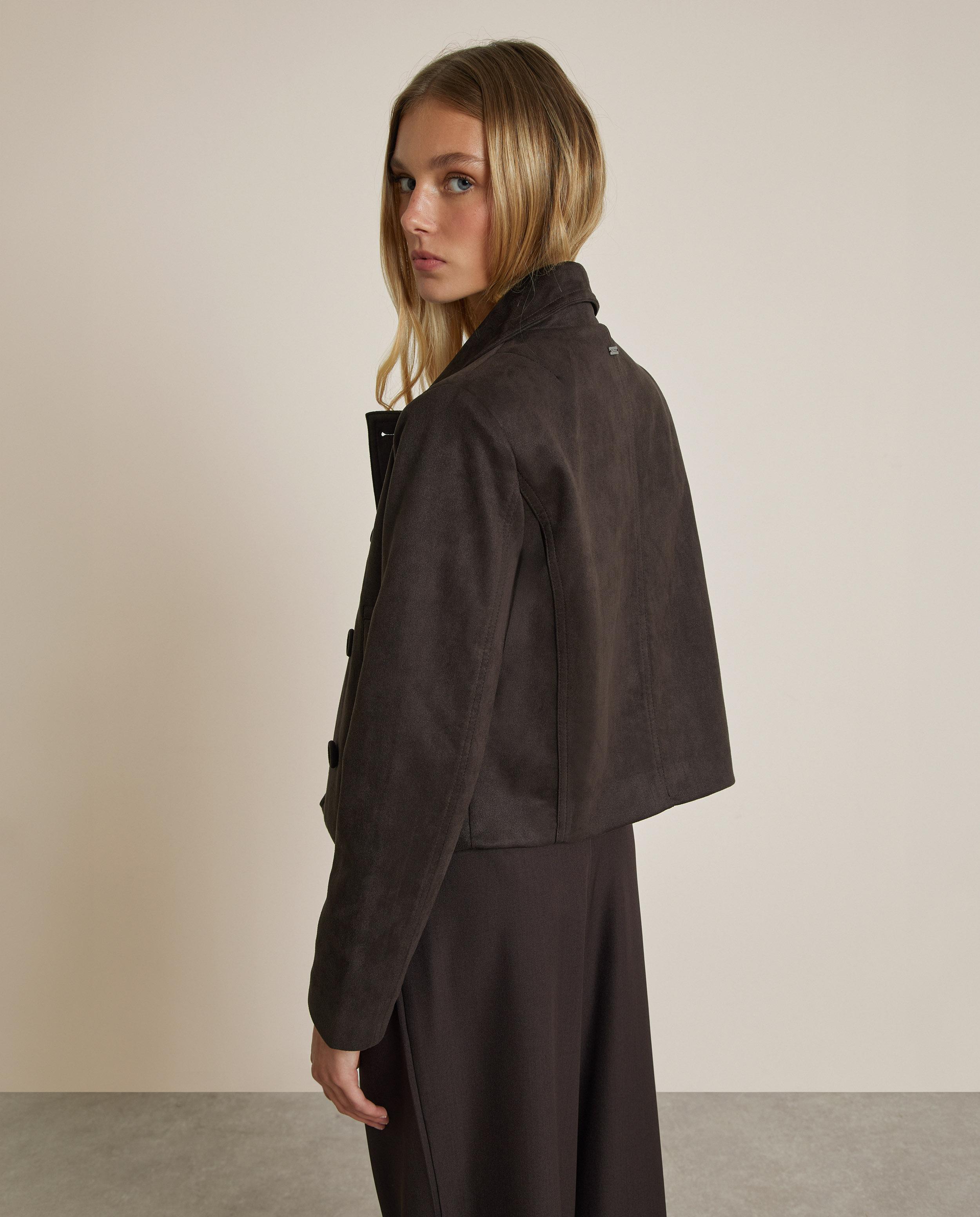Chaqueta de mujer efecto ante cruzada - Trucco - Marrón chocolate Marrón chocolate-3