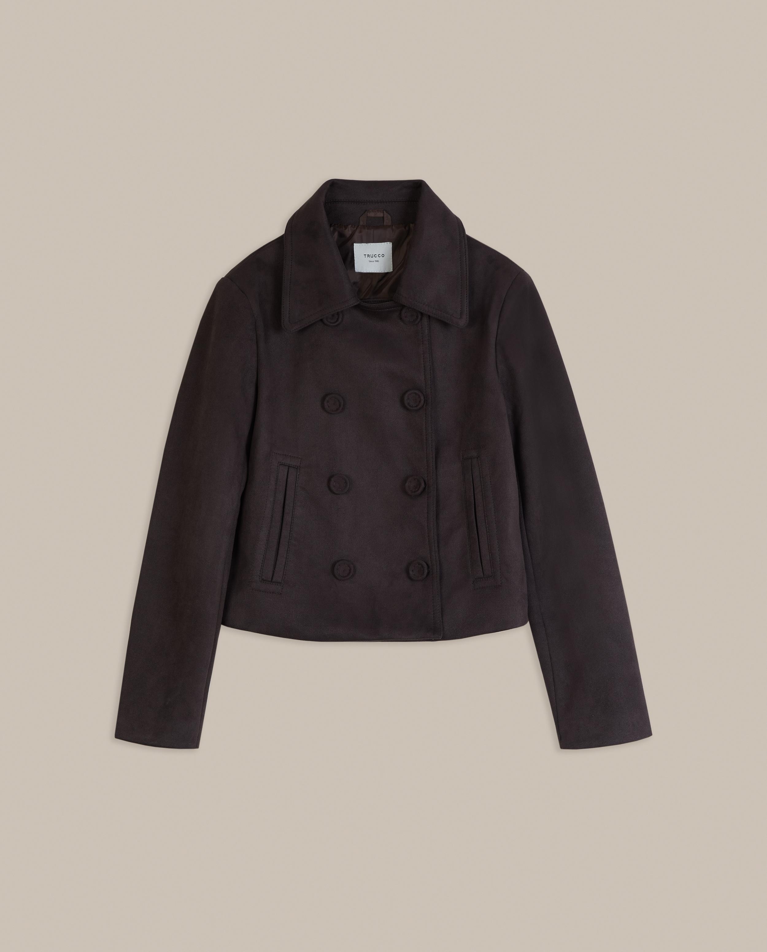 Chaqueta de mujer efecto ante cruzada - Trucco - Marrón chocolate Marrón chocolate-4