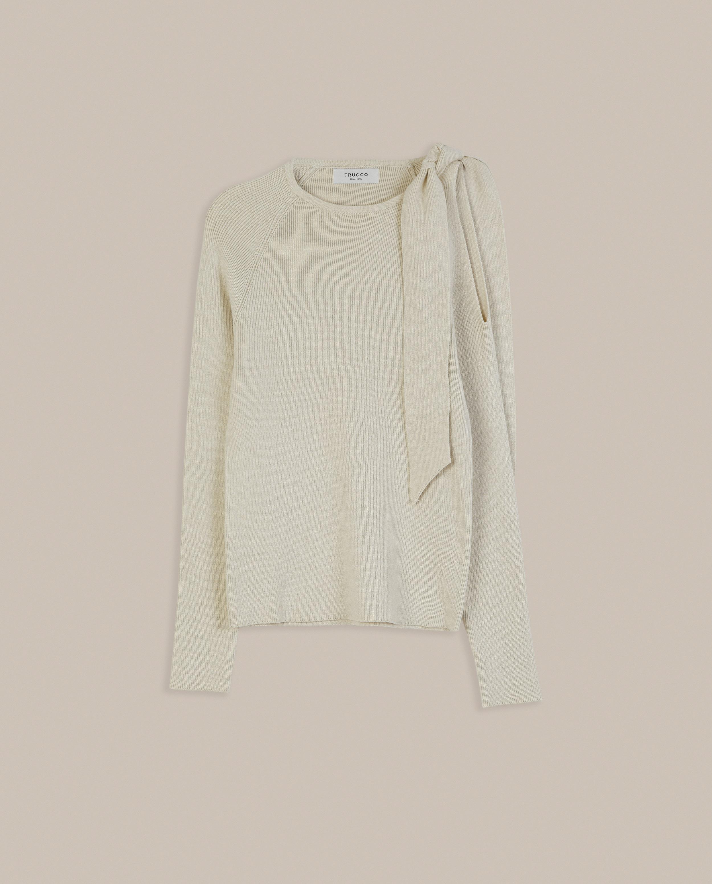 Jersey de mujer con lazo en el hombro y detalle cut out - Trucco - Beige Beige-4