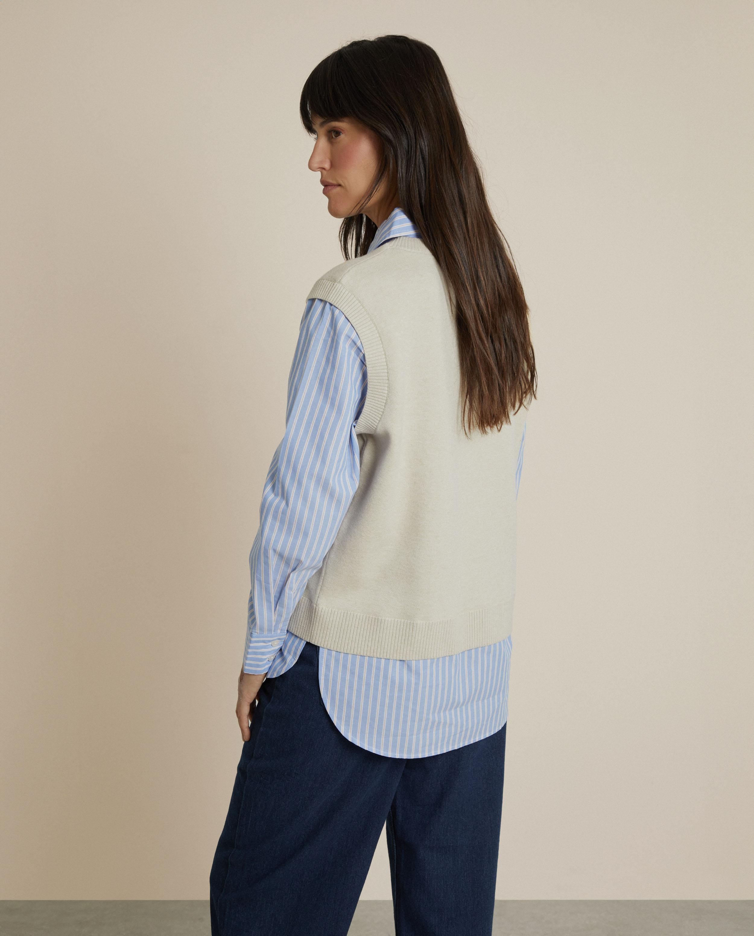 Camisa de mujer 100% algodón con chaleco superpuesto - Trucco - Azul claro Azul claro-3