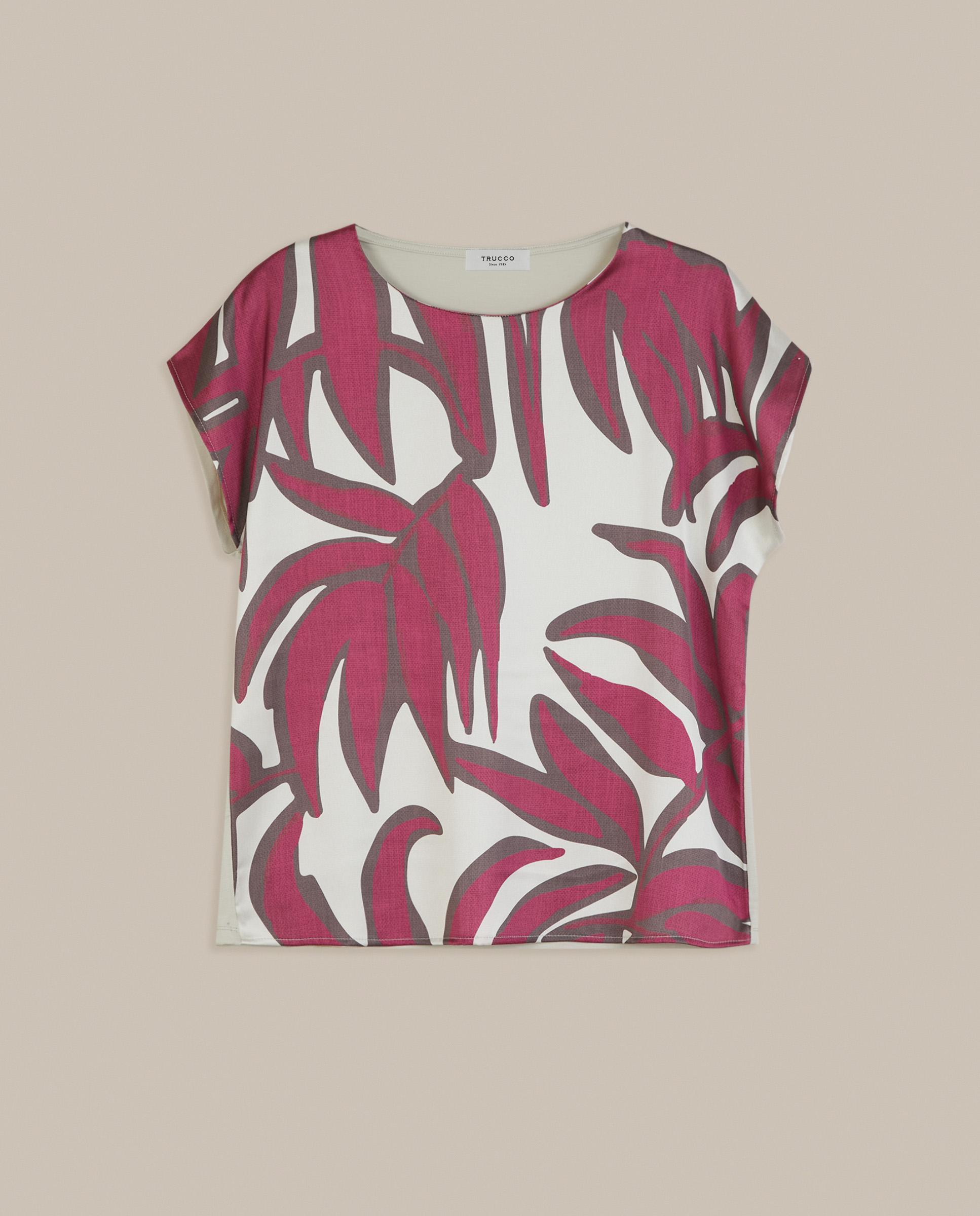 Camiseta de mujer satinada con estampado - Trucco - Rosa / Blanco Rosa / Blanco-4