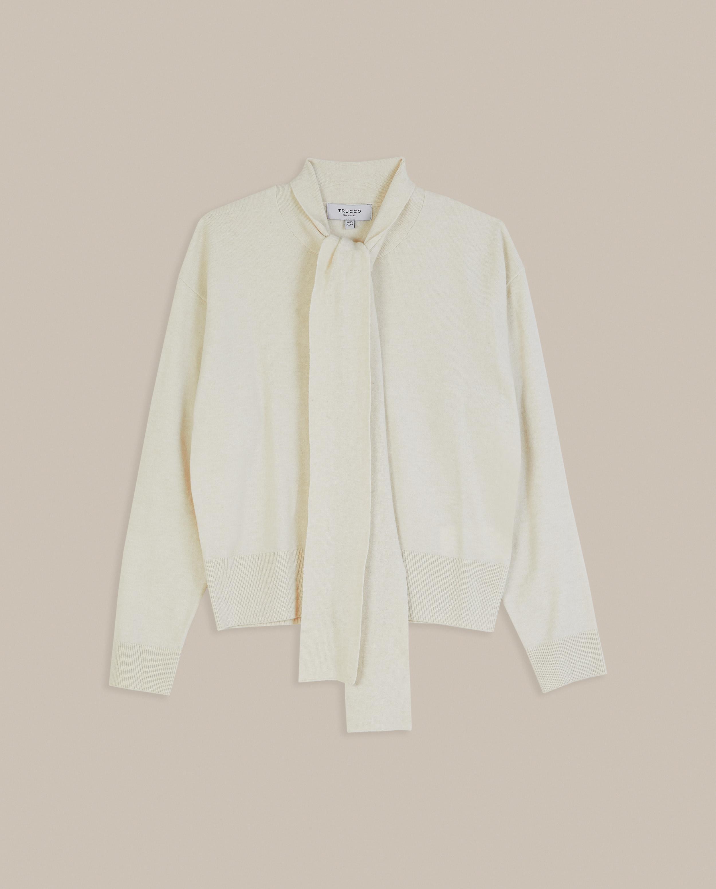 Jersey de mujer de punto con lazada en el cuello - Trucco - Crema Crema-4