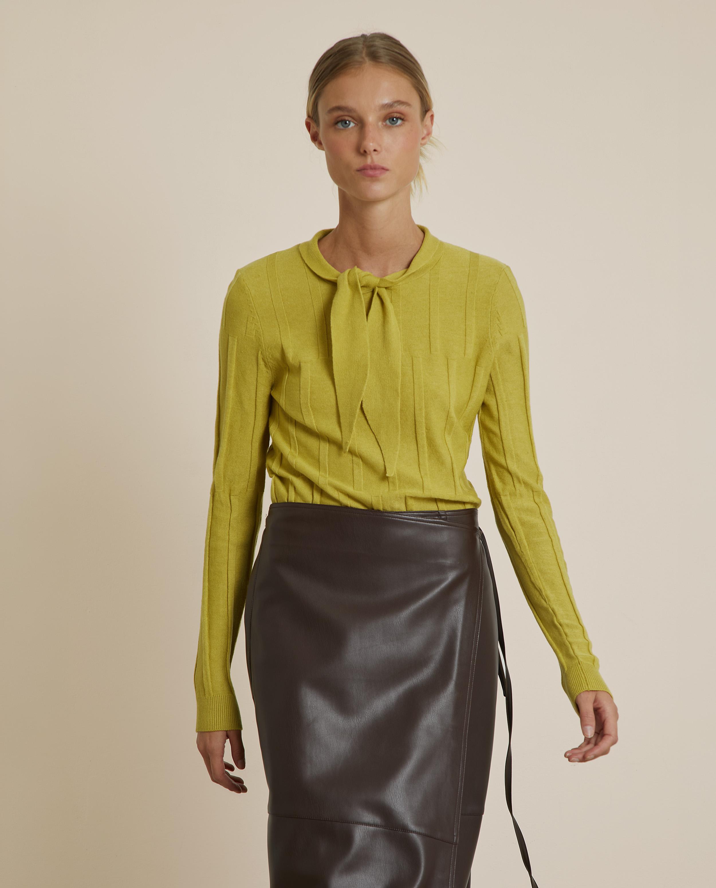 Imagen 0 de Jersey de mujer de punto con lazada anudada Pistacho