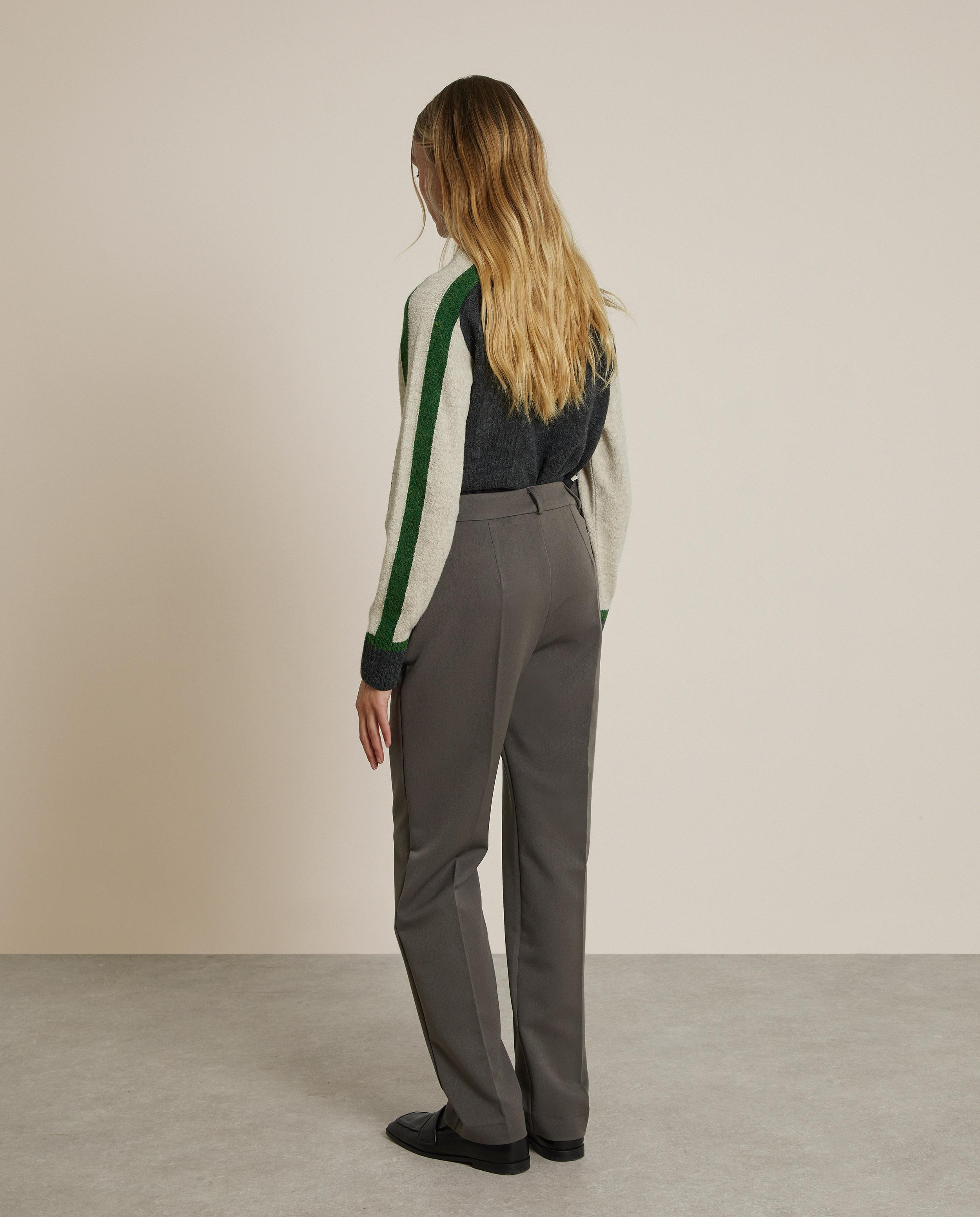 Pantalón recto de mujer con pinzas - Trucco - Gris oscuro Gris oscuro-3