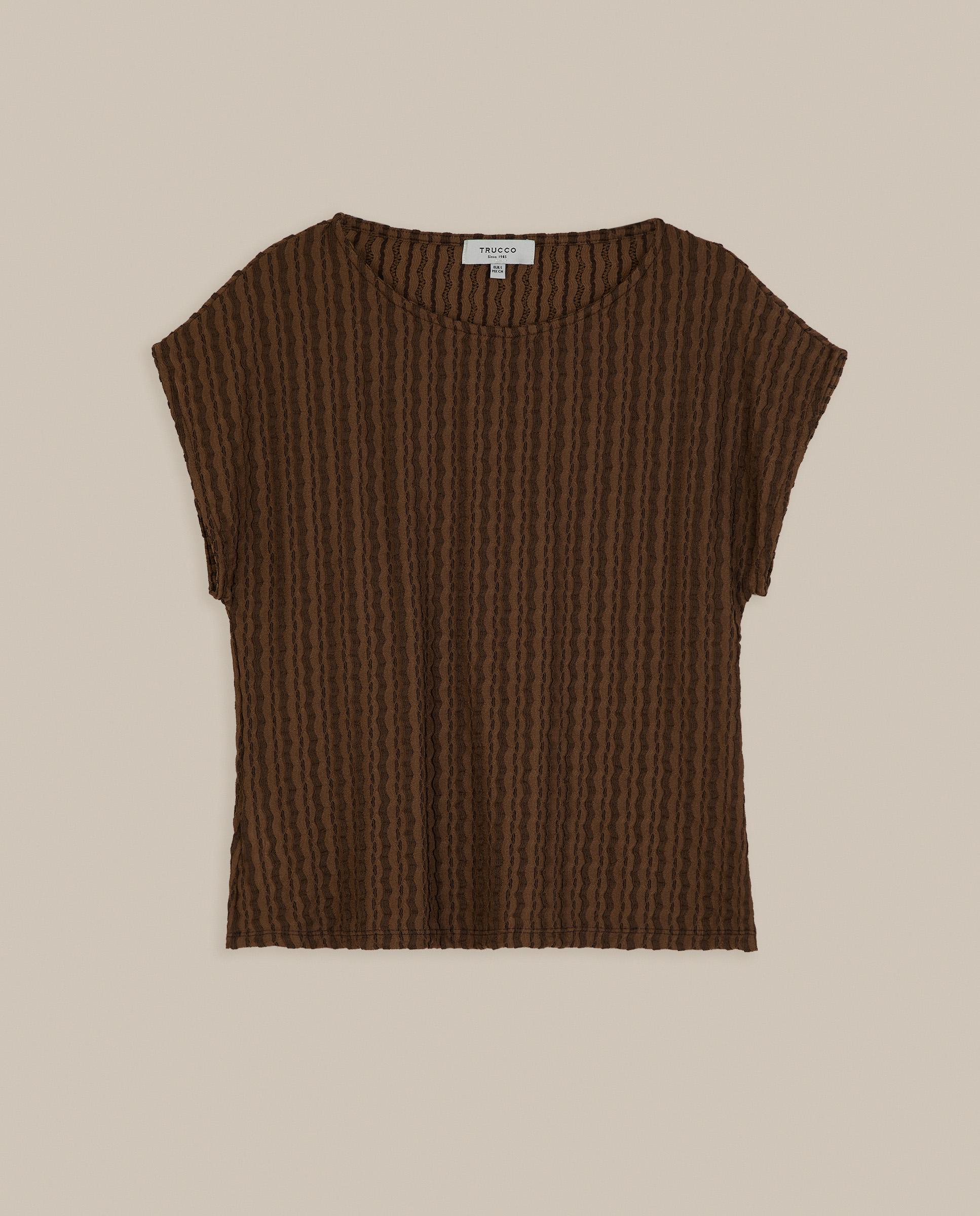 Camiseta de mujer con textura y corte recto - Trucco - Avellana Avellana-4