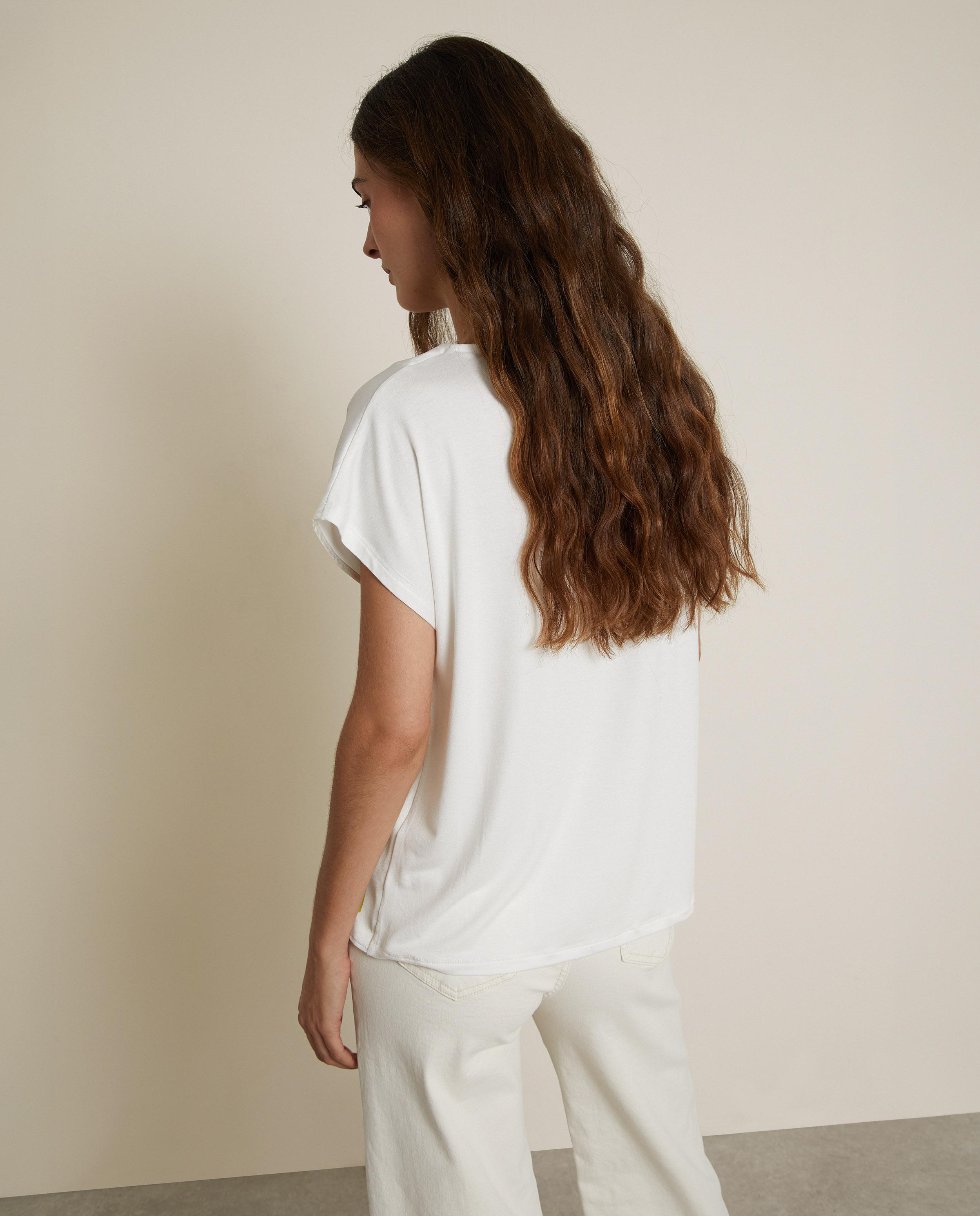 Camiseta de mujer satina con estampado floral - Trucco - Blanco / Pistacho Blanco / Pistacho-2