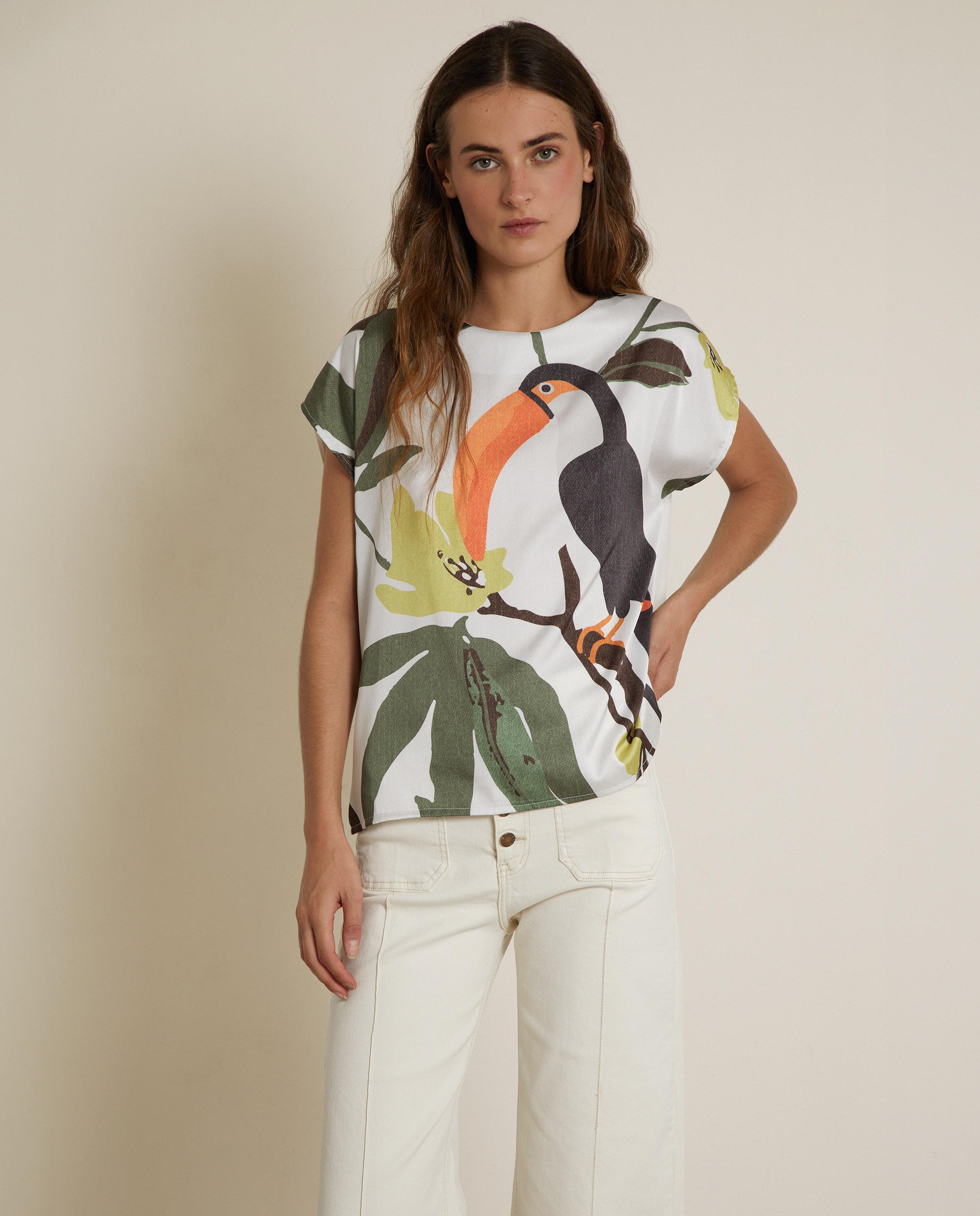 Camiseta de mujer de manga corta estampada - Trucco - Multicolor Multicolor-1