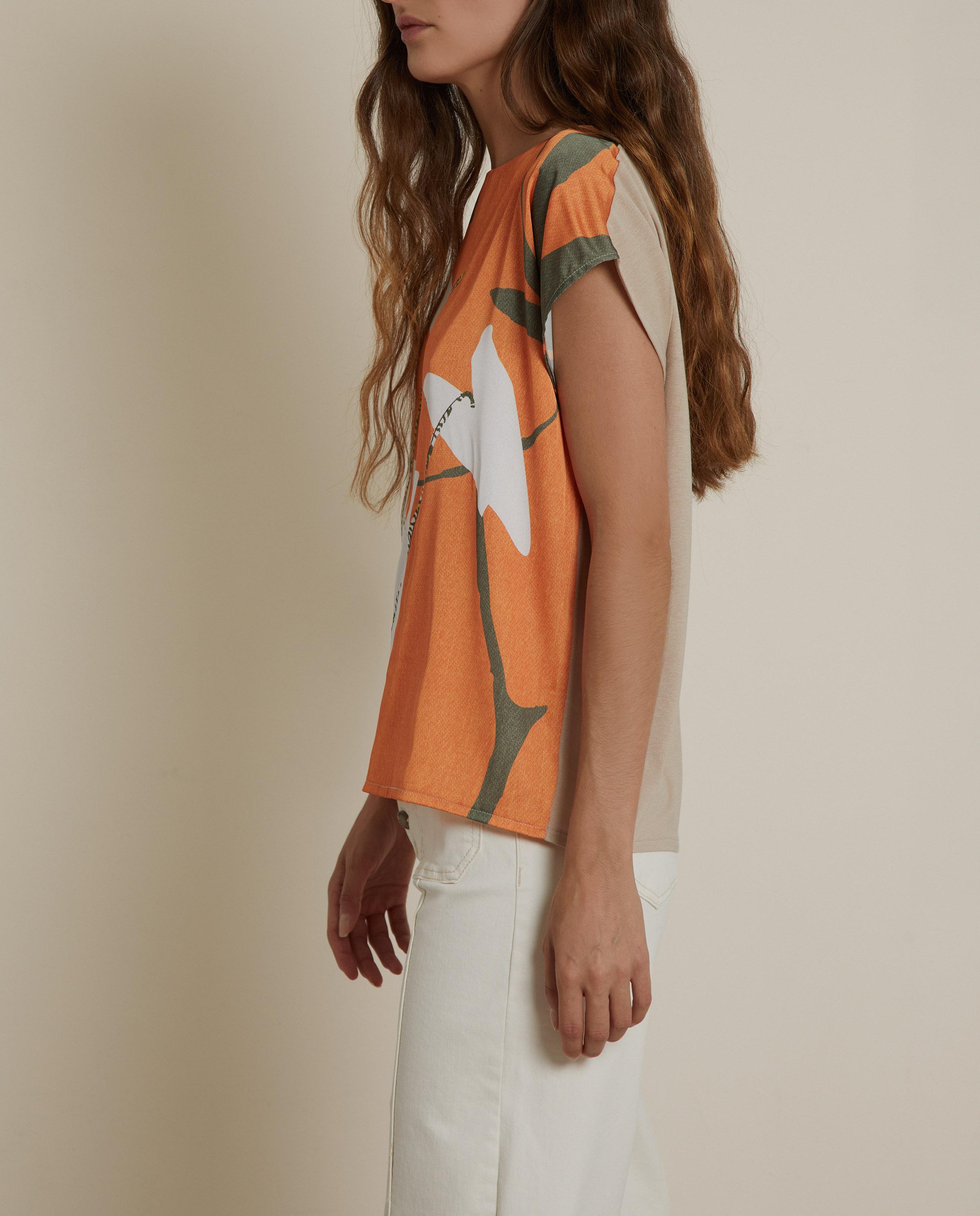 Camiseta de mujer de manga corta estampada - Trucco - Naranja claro Naranja claro-3
