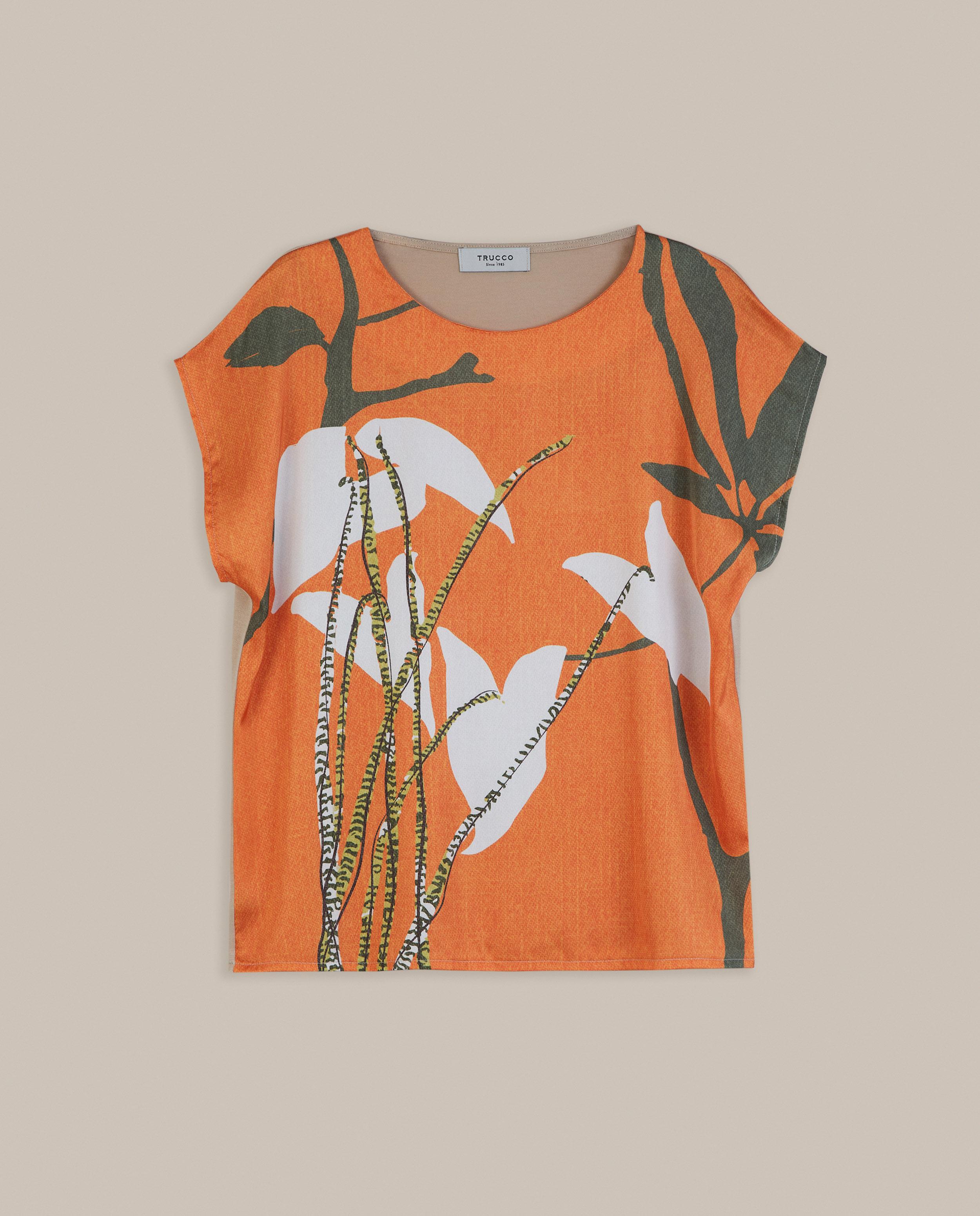 Camiseta de mujer de manga corta estampada - Trucco - Naranja claro Naranja claro-4
