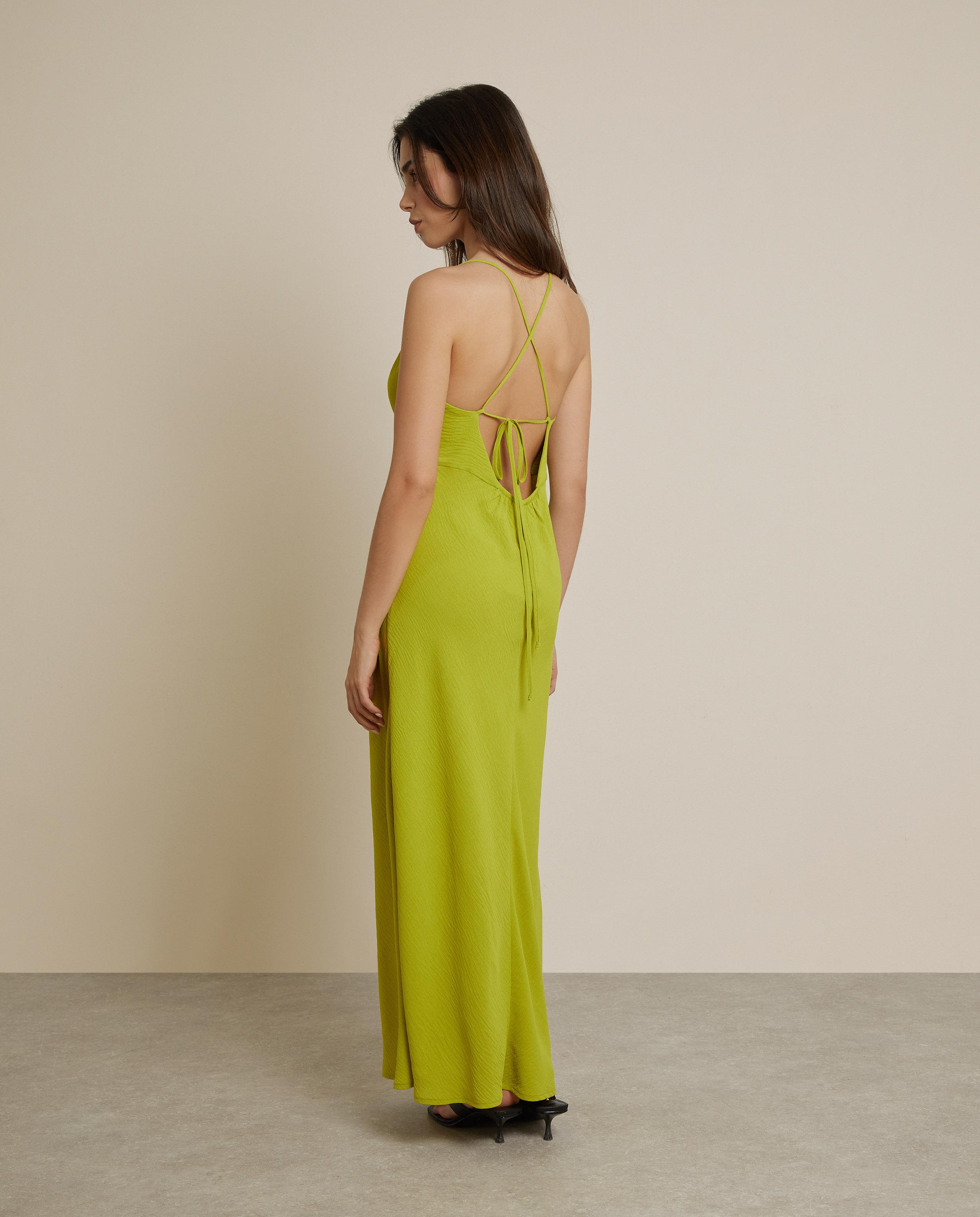Vestido largo con escote en v y espalda cruzada - Trucco - Lima Lima-2
