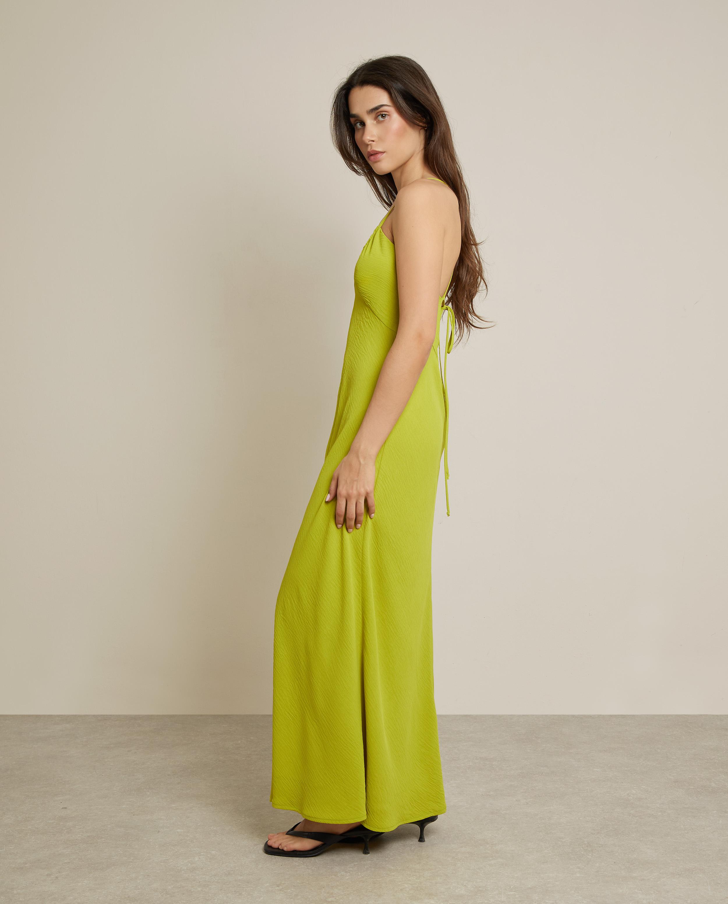 Vestido largo con escote en v y espalda cruzada - Trucco - Lima Lima-3