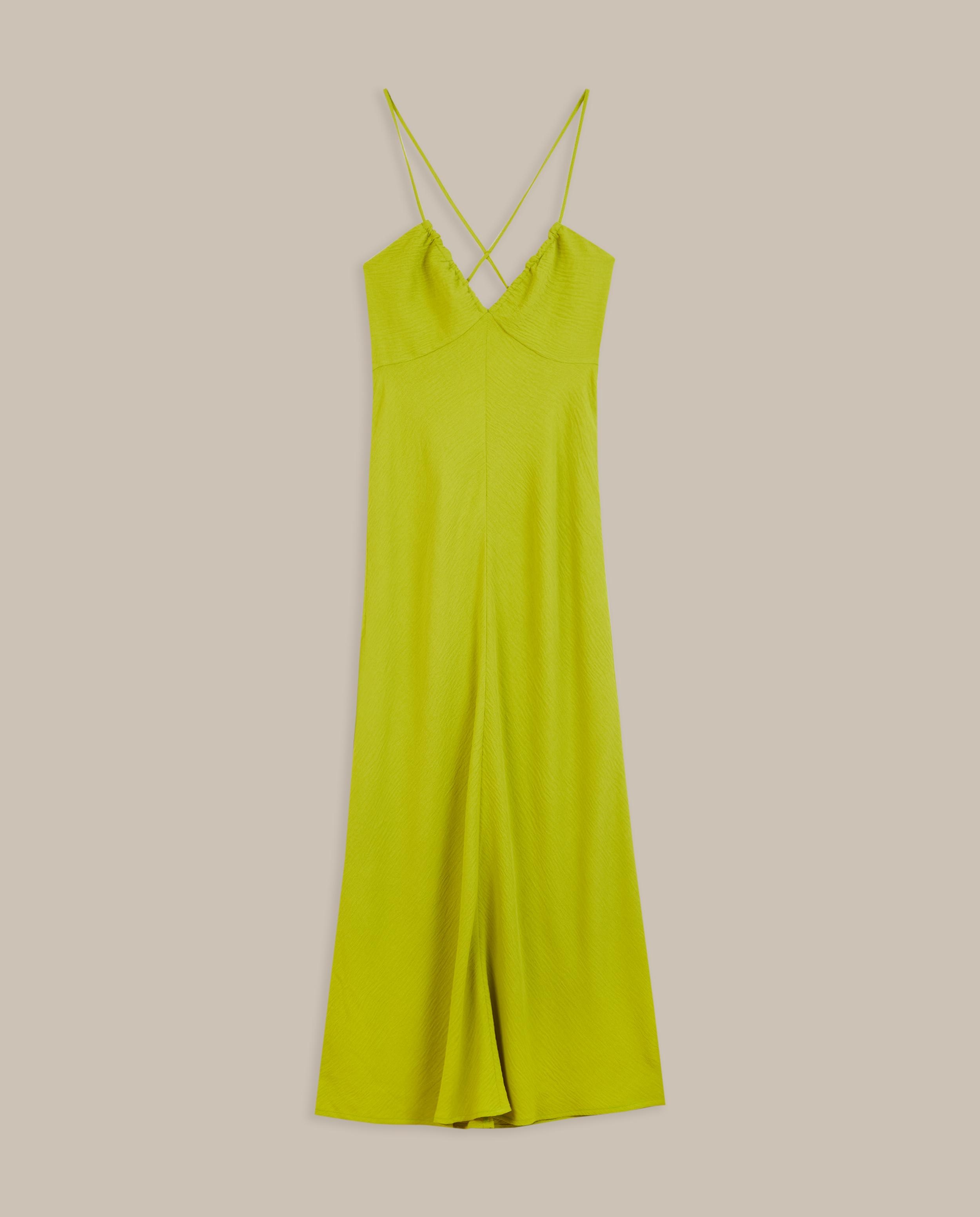 Vestido largo con escote en v y espalda cruzada - Trucco - Lima Lima-4