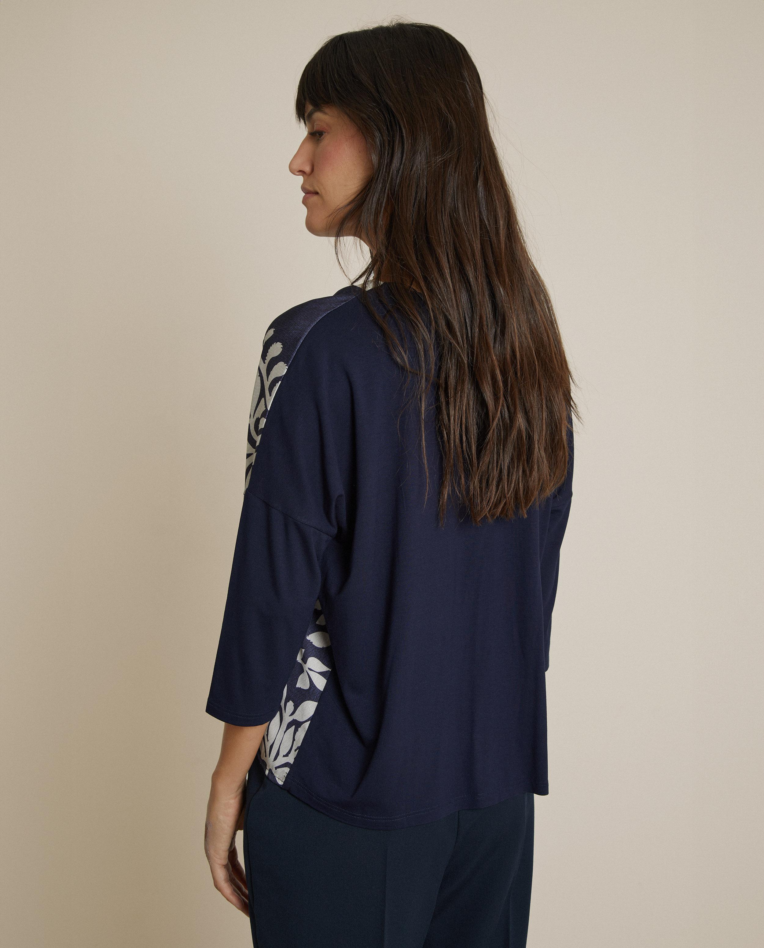 Camiseta de mujer estampada de manga francesa - Trucco - Azul marino Azul marino-2