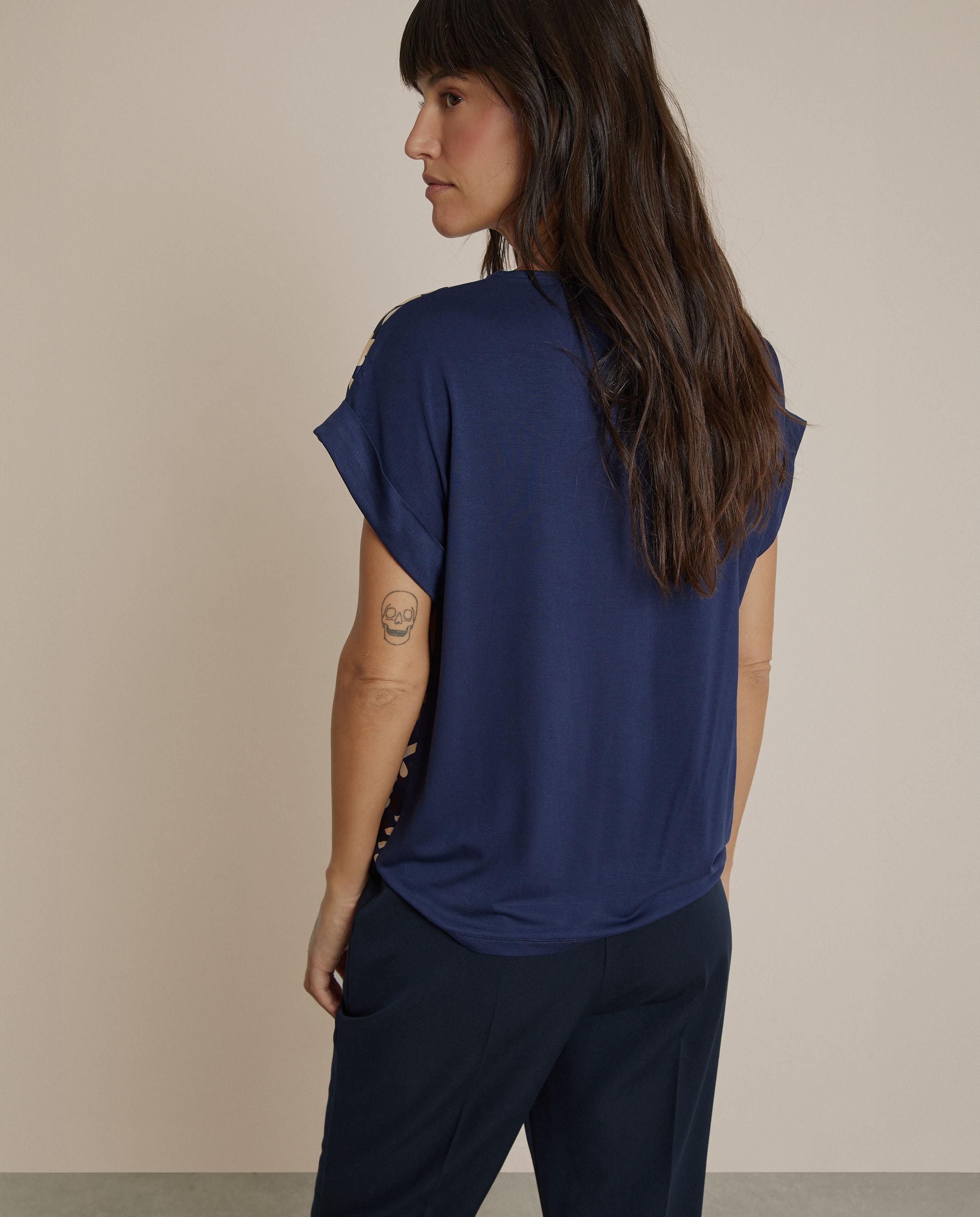 Camiseta de mujer fluída con estampado - Trucco - Azul Cobalto Azul Cobalto-2