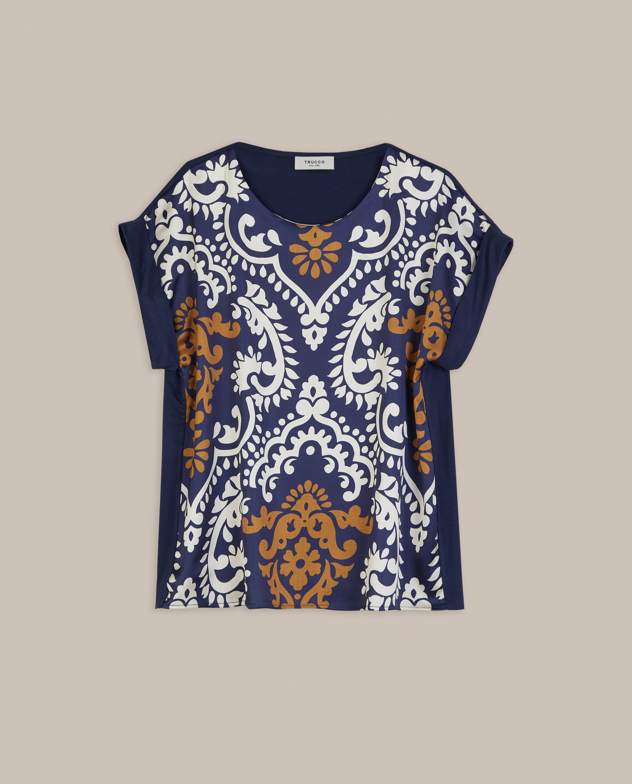 Camiseta de mujer fluída con estampado - Trucco - Azul Cobalto Azul Cobalto-4