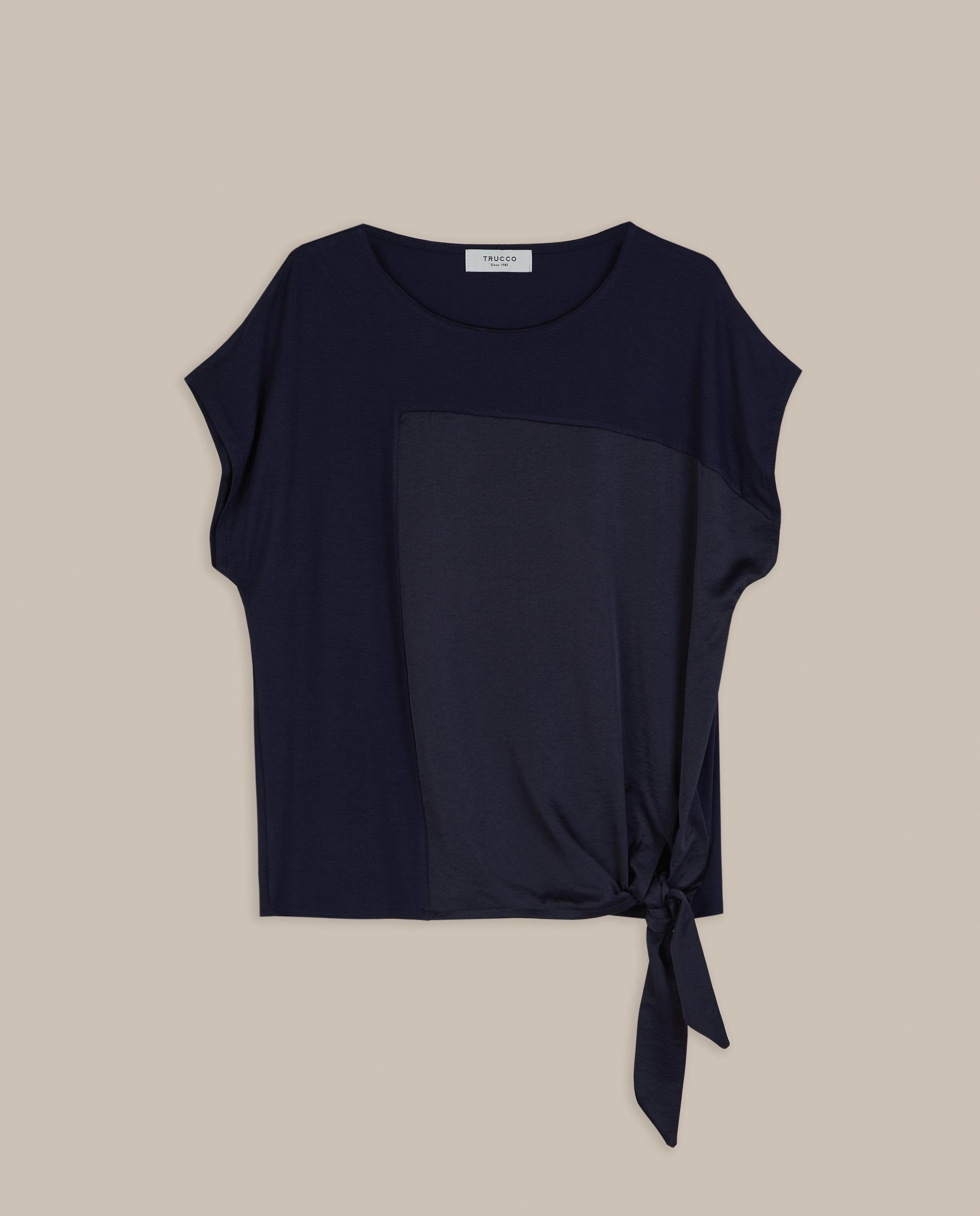 Camiseta de mujer de manga corta con detalle de nudo - Trucco - Azul marino Azul marino-4