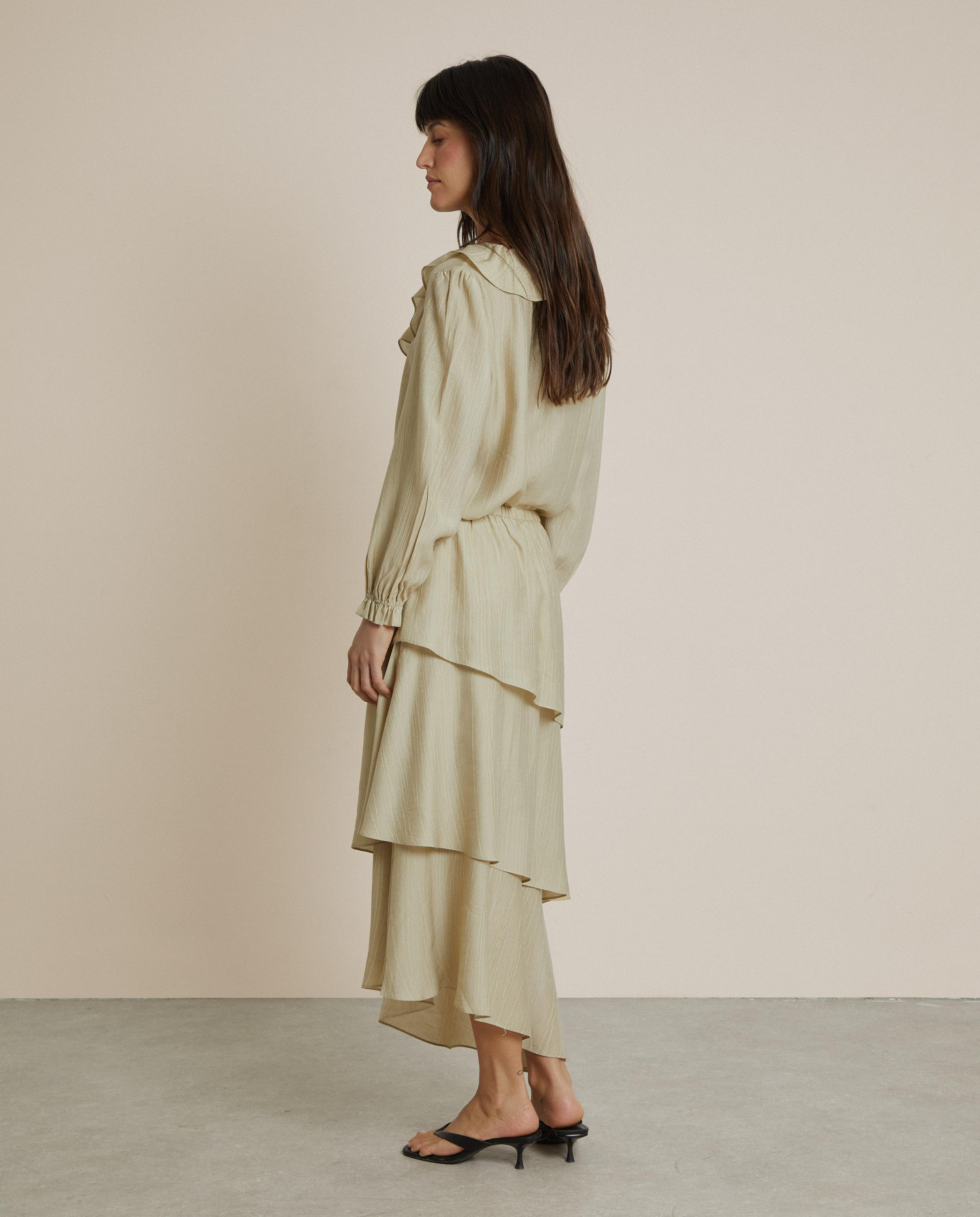 Falda midi asimétrica con volantes - Trucco - Beige Beige-3