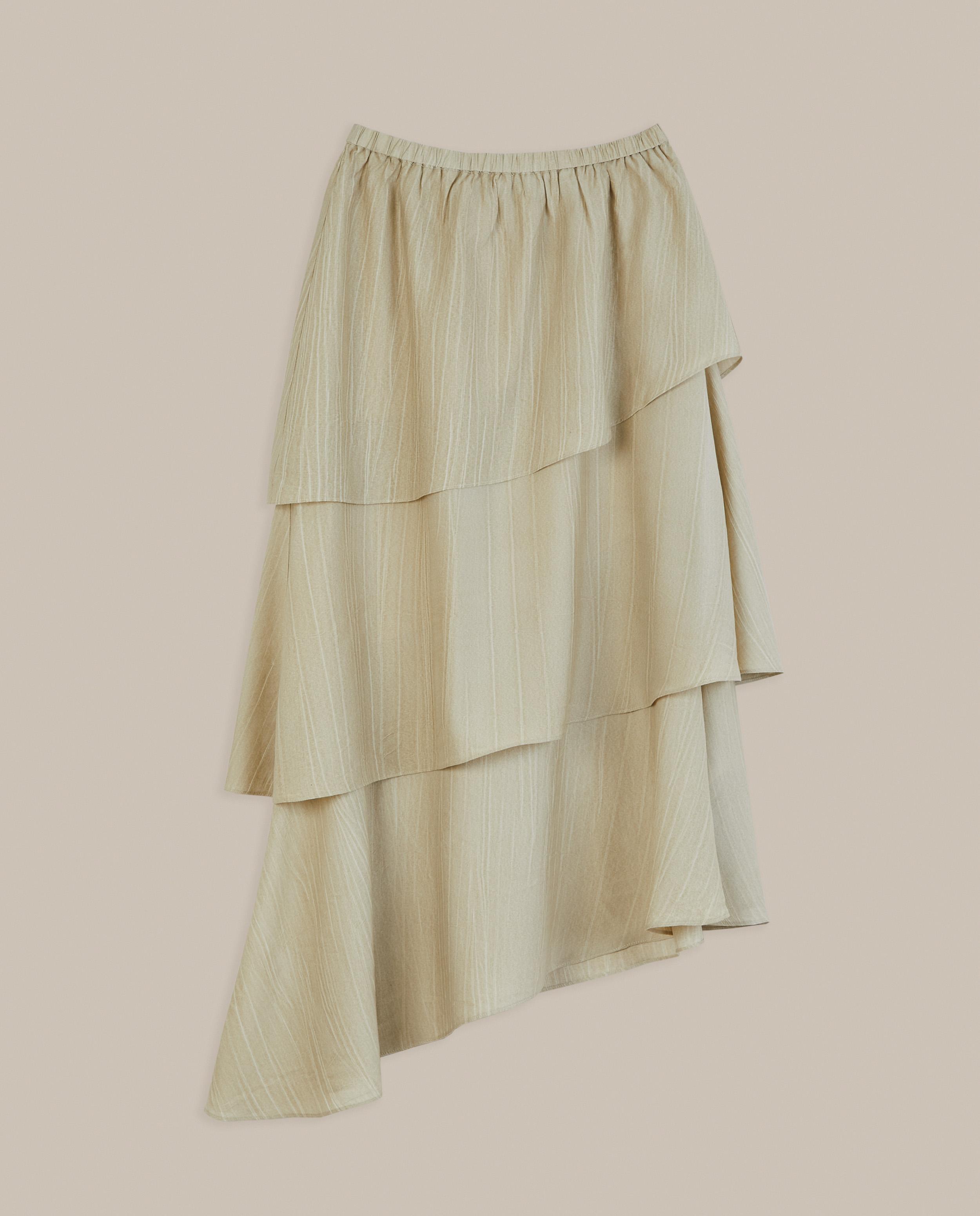 Falda midi asimétrica con volantes - Trucco - Beige Beige-4