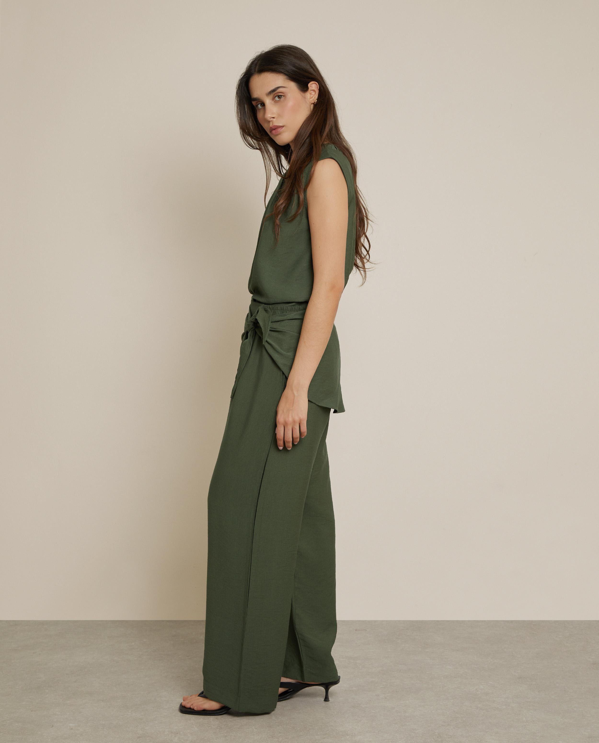 Pantalón ancho de mujer estilo pareo - Trucco - Musgo Musgo-3