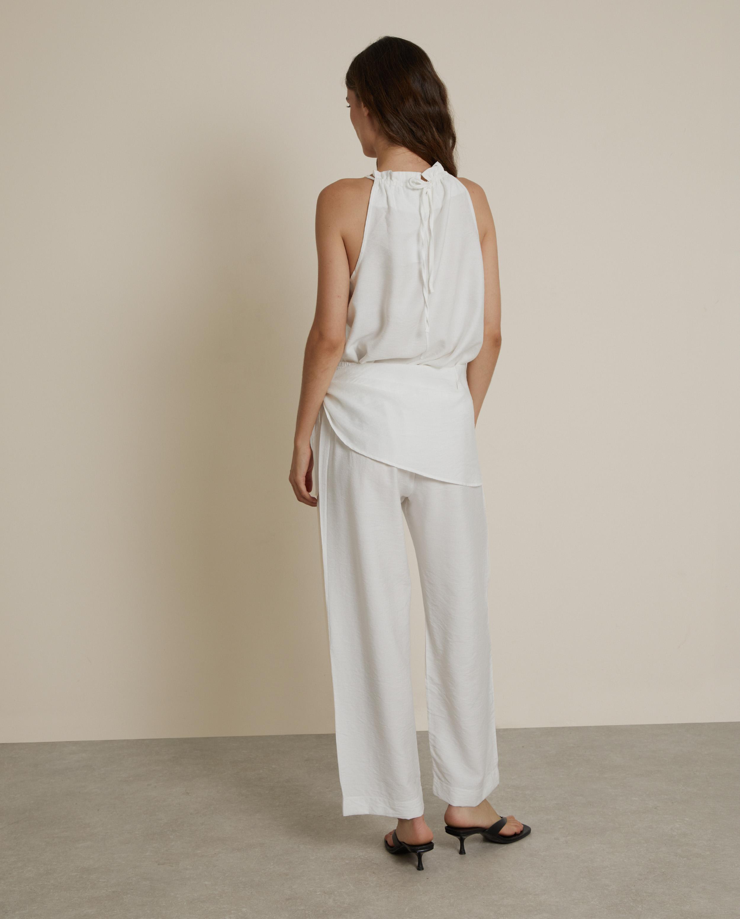 Pantalón ancho de mujer estilo pareo - Trucco - Blanco Blanco-2
