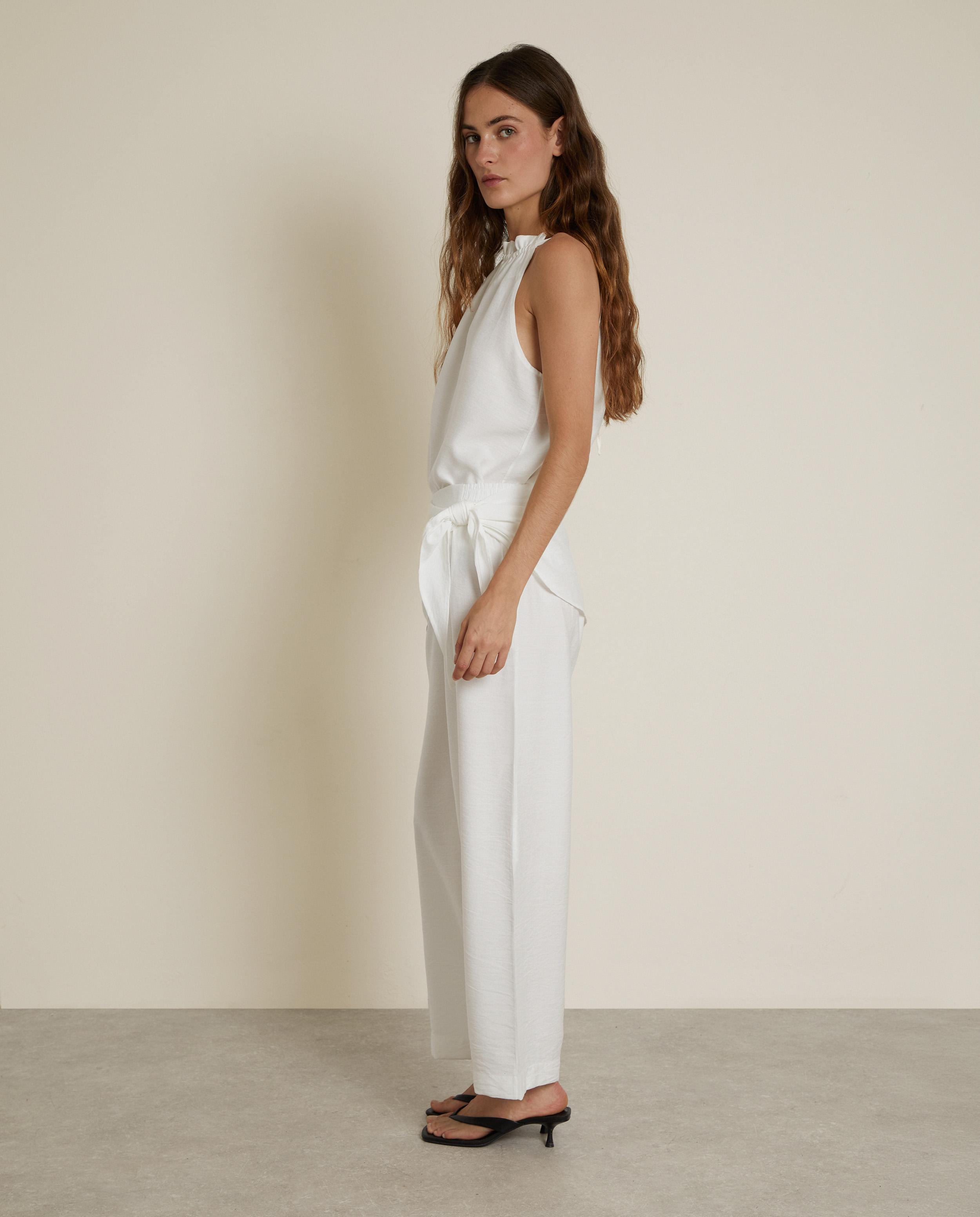 Pantalón ancho de mujer estilo pareo - Trucco - Blanco Blanco-3